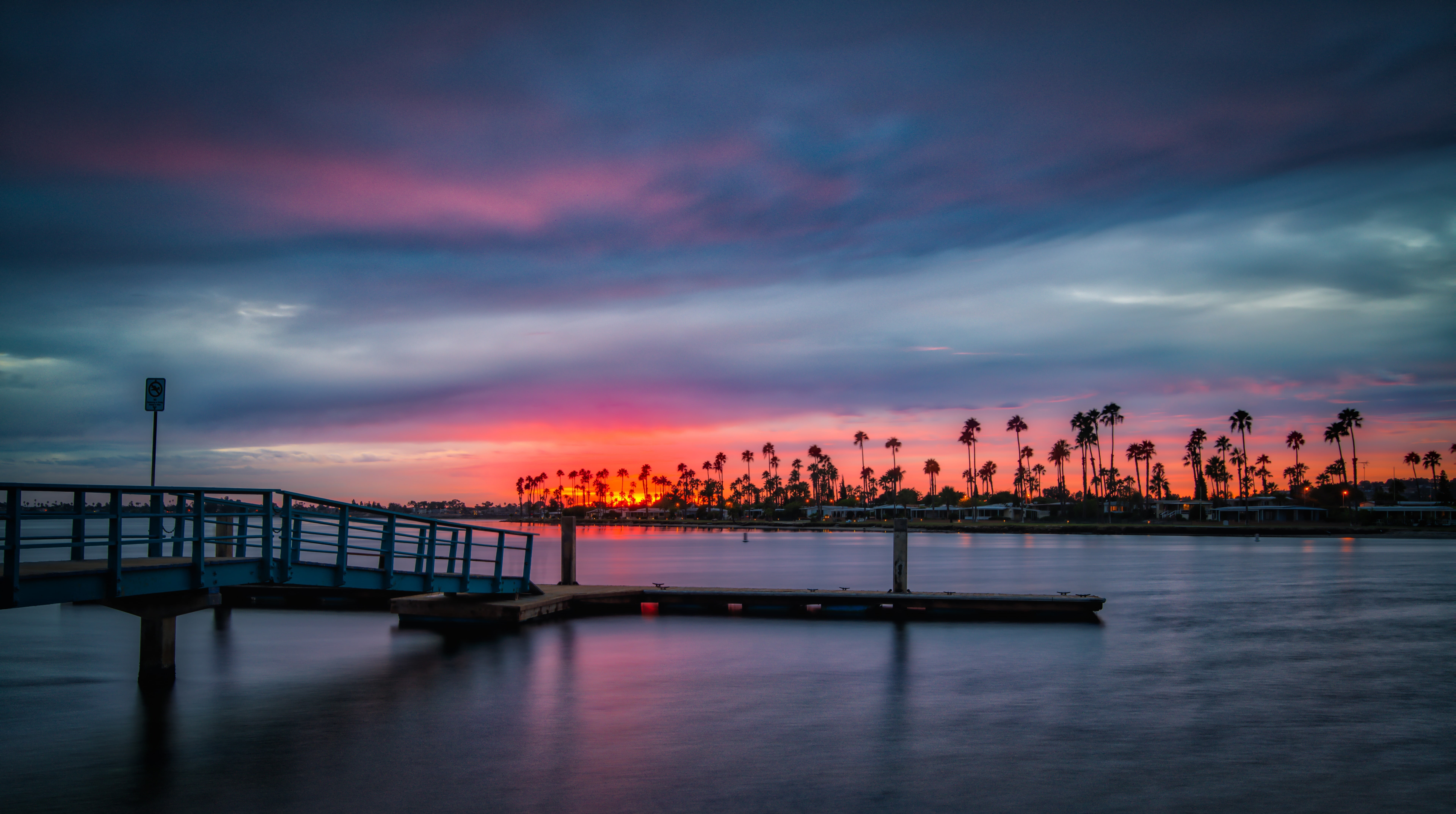 beauty in nature, tranquility, Aurora, sonya7rii, Sunset, Color, waterfront, scenics - nature, Blue, orange color, United States, Orange, bluehour, Sony, HD Wallpaper