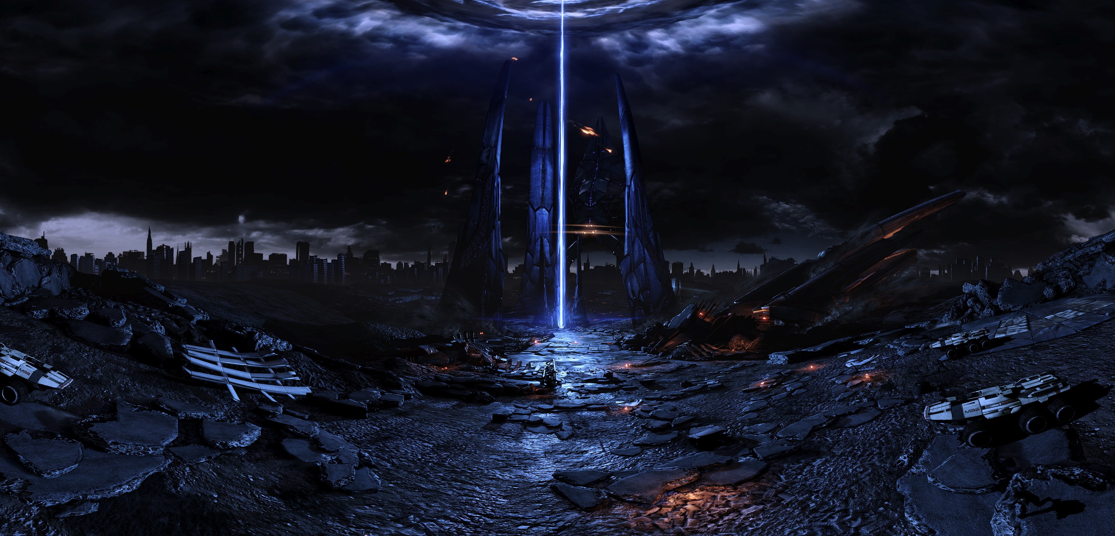 apocalyptic, reaper, art, mass, sci fi, pano, spaceship, harbinger, effect, 2K, fan, HD Wallpaper