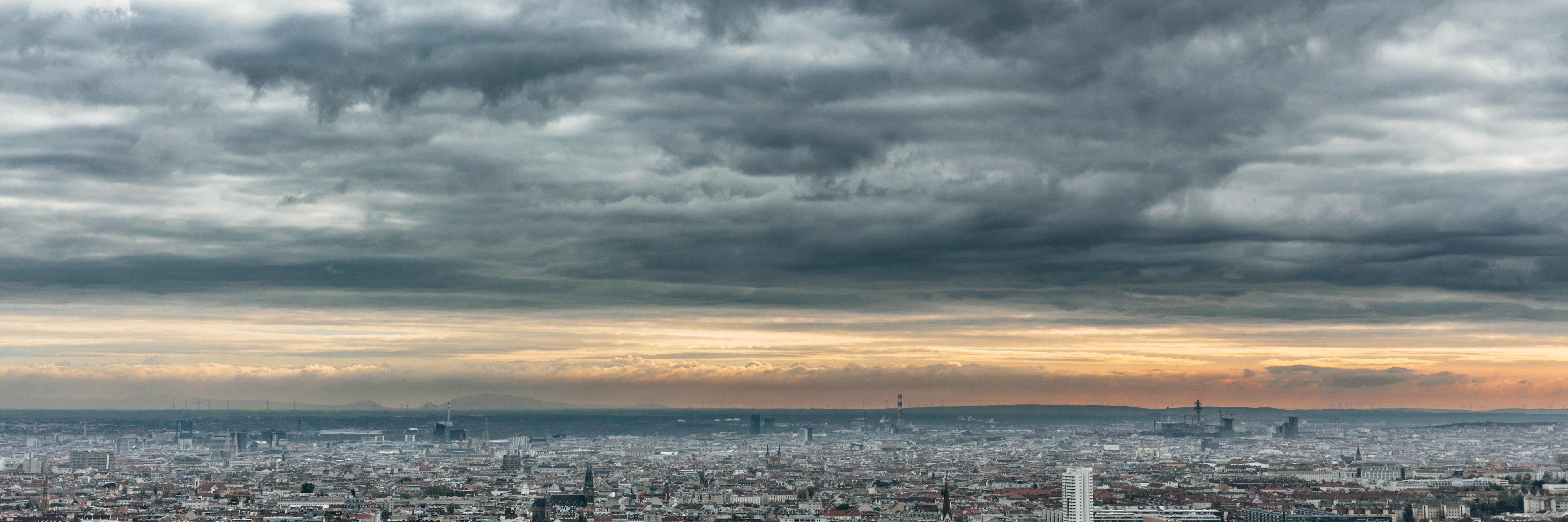 austria, sky, cityscape, environment, gray, vienna, urban skyline, dramatic sky, outdoors, 5K, cloud, cloud - sky, panorama, wein, pano, architecture, HD Wallpaper