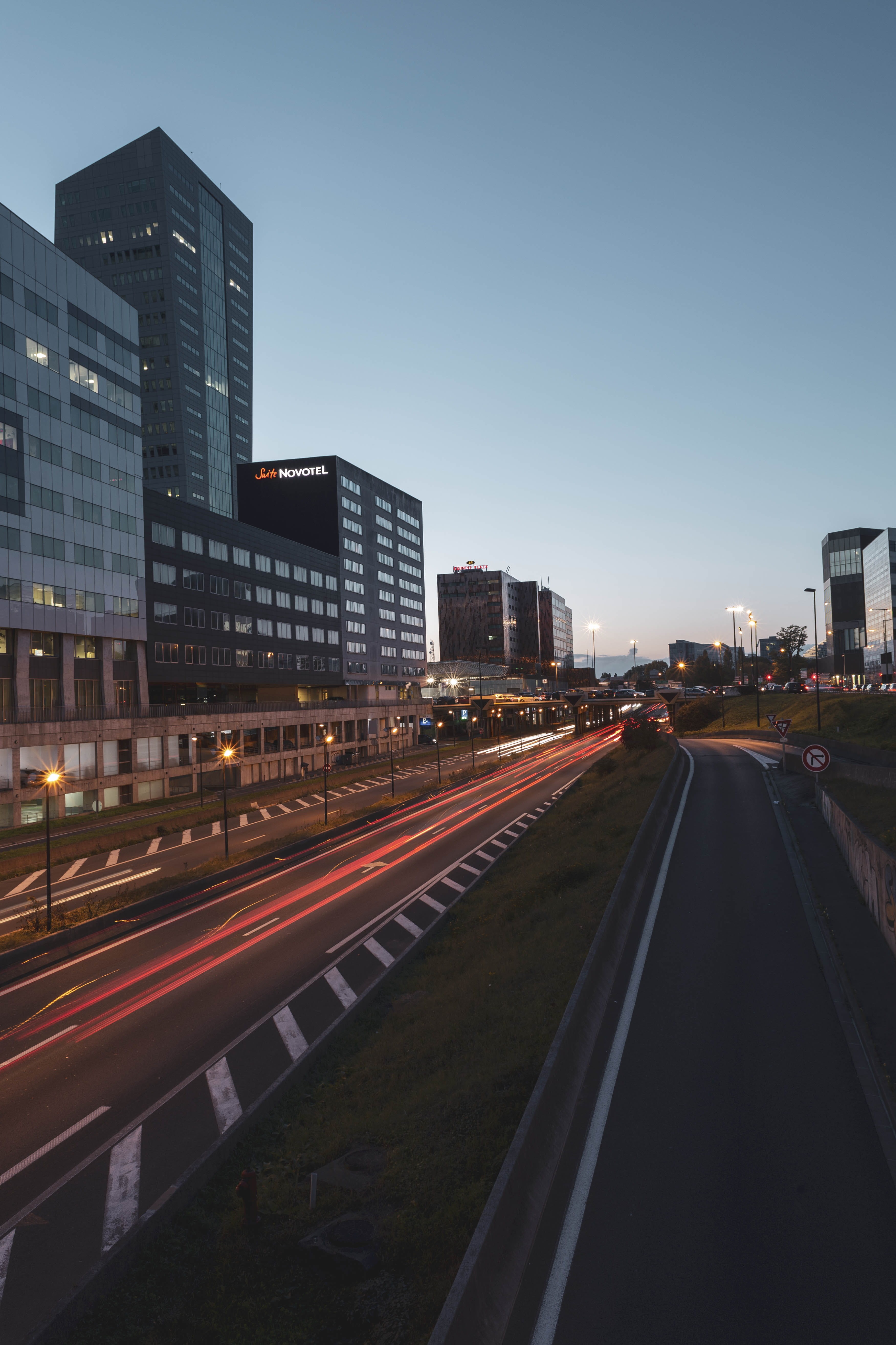 way, outdoors, light, clear sky, photography, tarmac, building exterior, no people, office building, architecture, canon, transportation, built structure, Phone HD Wallpaper