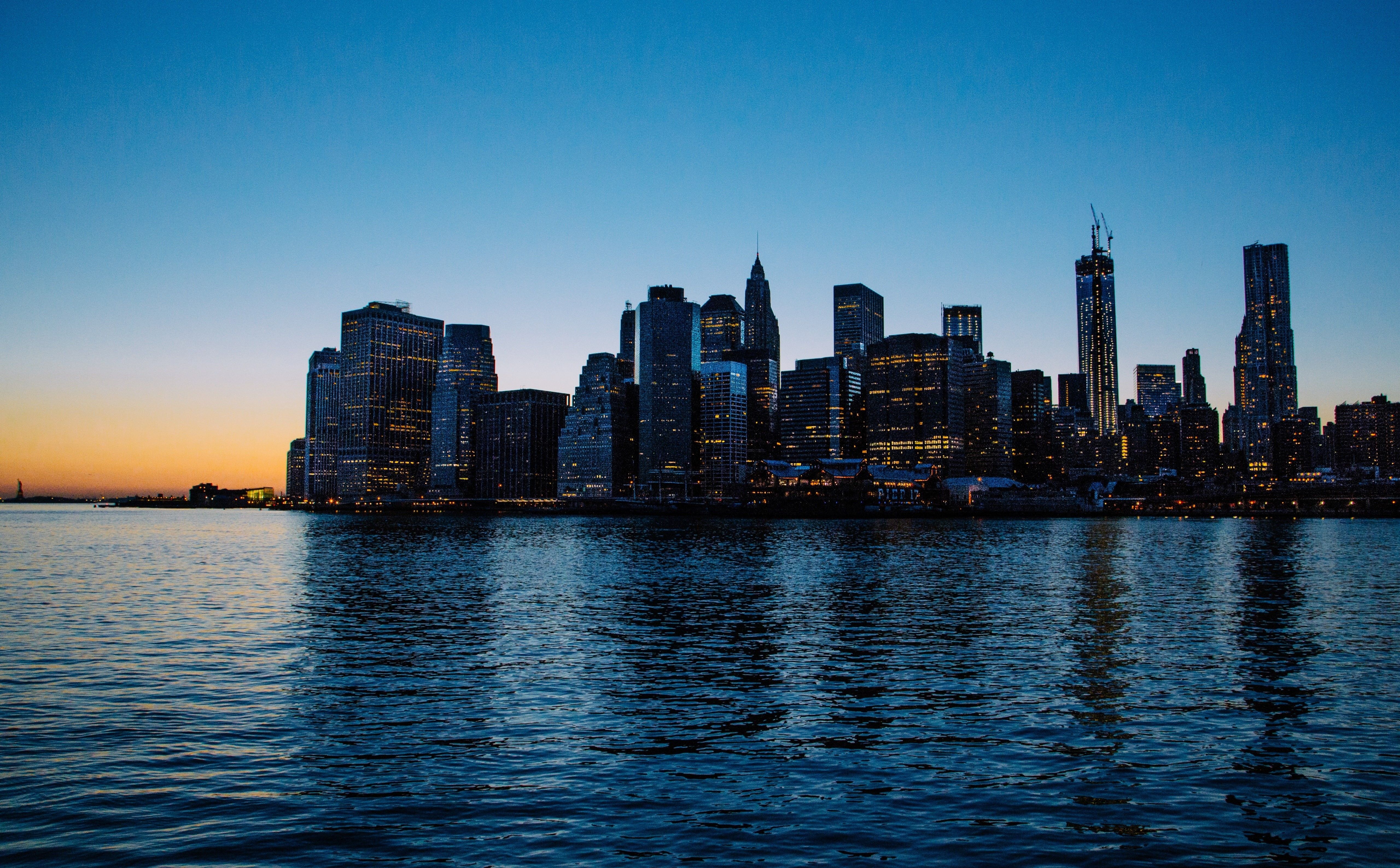 landscape, skyscrapper, canon5dmiii, newyork, cityscape, urbain, office building exterior, skyscraper, Blue, sunset, Architecture, United States, financial district, HD Wallpaper
