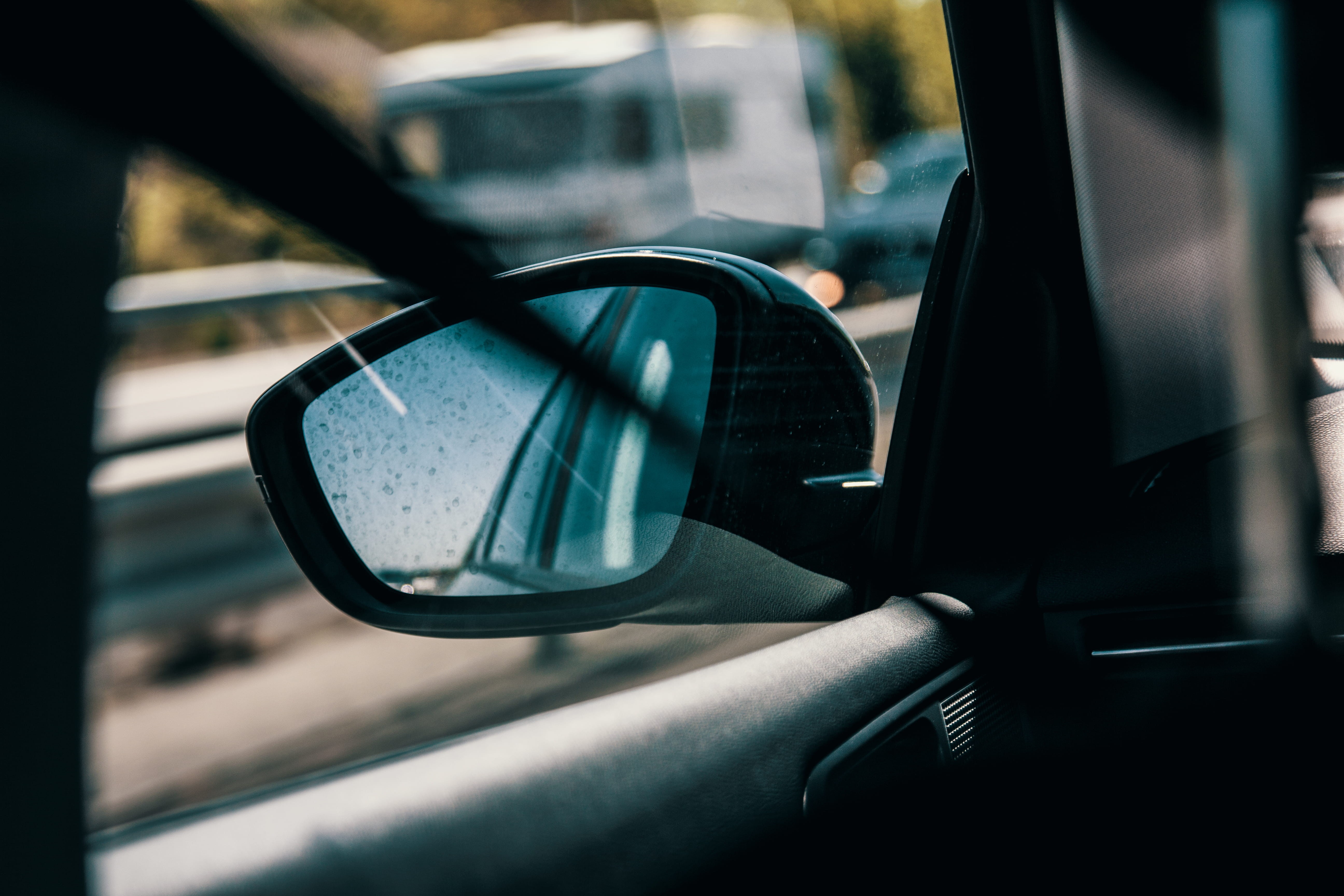 hand, travel, day, motor vehicle, vehicle interior, rear-view mirror, land vehicle, roads, nature, rain, road trip, car, real people, france, reflection, HD Wallpaper
