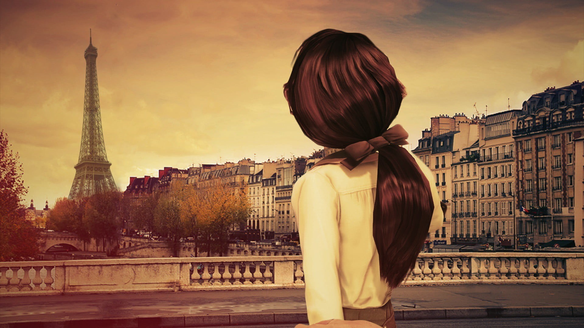 built structure, urban Scene, monument, sunset, architecture, travel, female, one Person, paris - France, lifestyles, city Life, eiffel Tower, 1080P, street, HD Wallpaper
