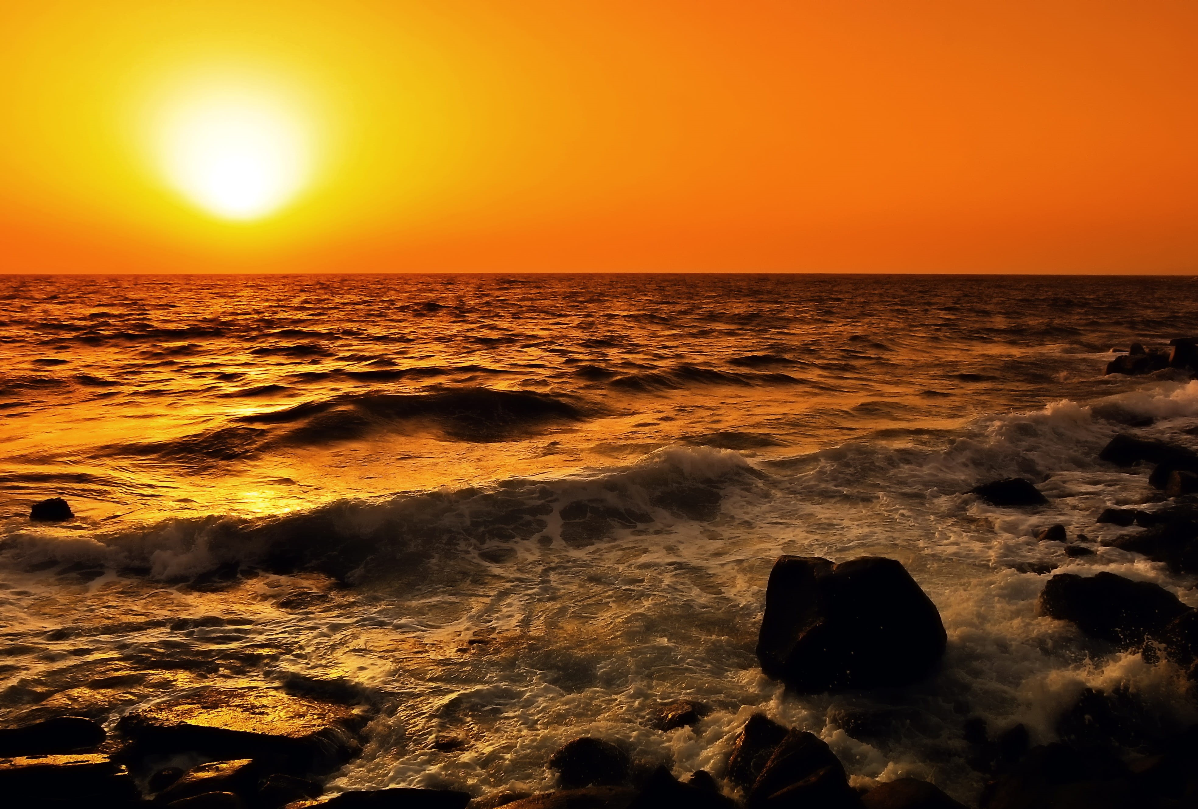 romantic, sunlight, sea, nature, beach, landscape, land, orange, 4K, red sea coast, george paris, golden, scenics - nature, clouds, outdoors, motion, coast, HD Wallpaper