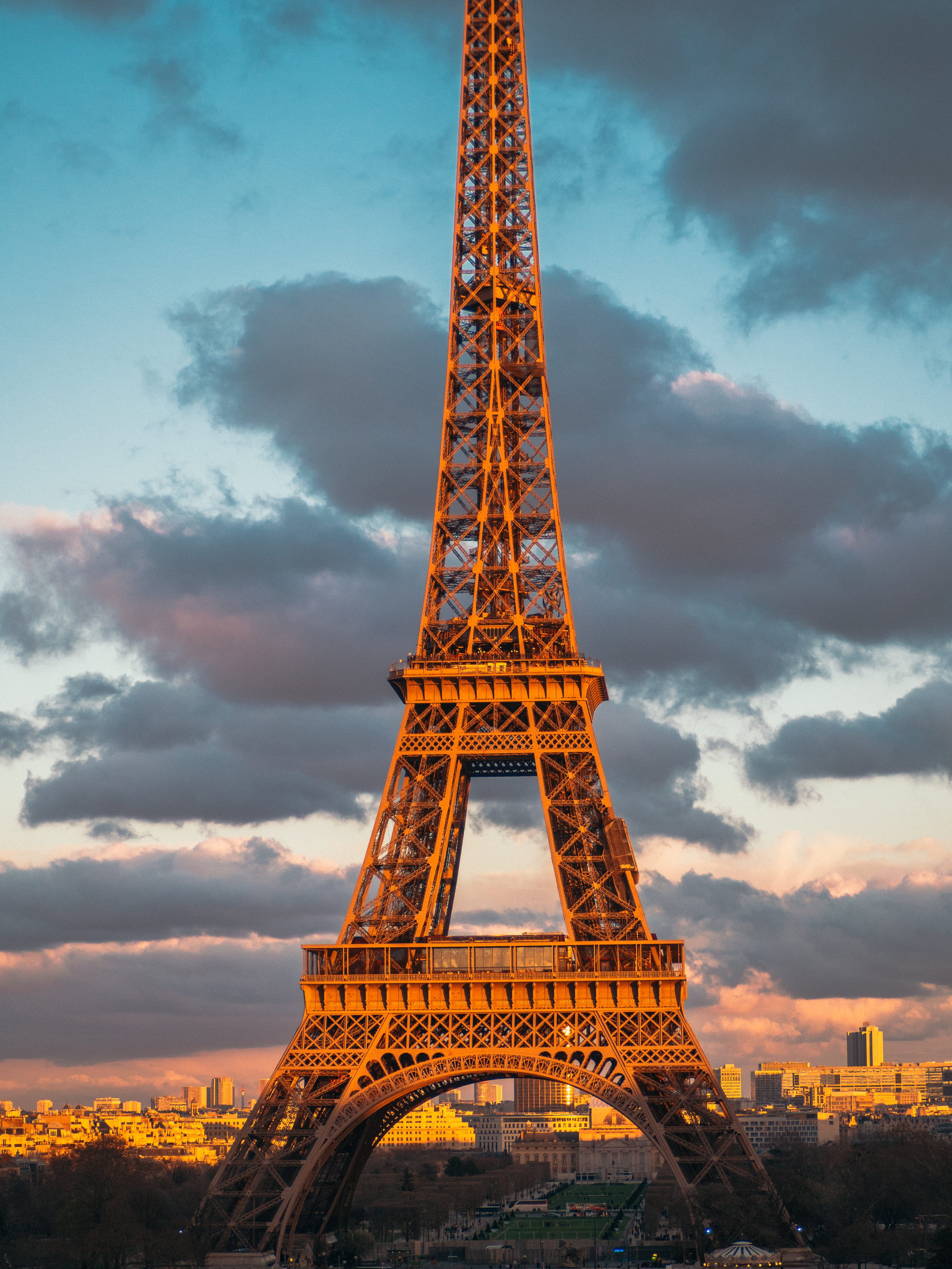 place du trocadero, iron - metal, travel destinations, built structure, storm, skies, the past, outdoors, tall - high, tower, engineering, city, architecture, Phone HD Wallpaper