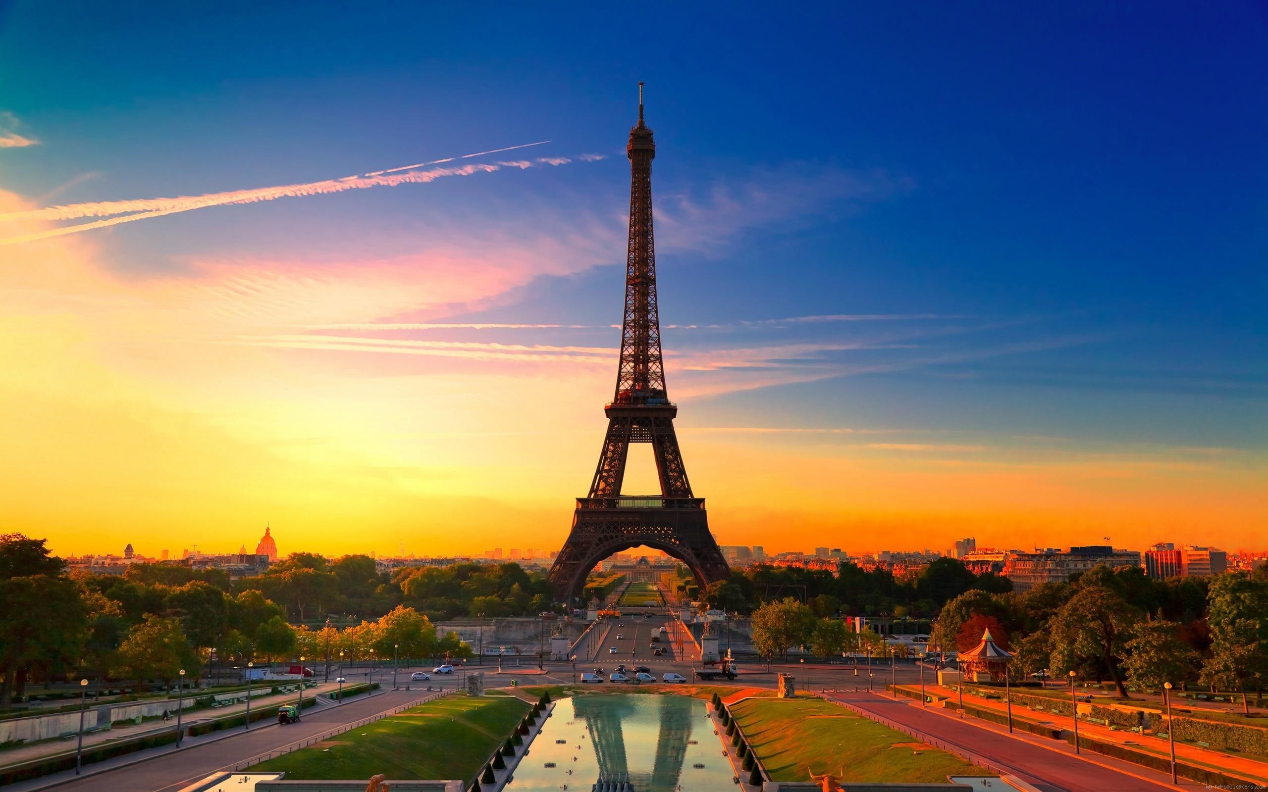sunset, tower, france, 2K, paris, world, eiffel, HD Wallpaper