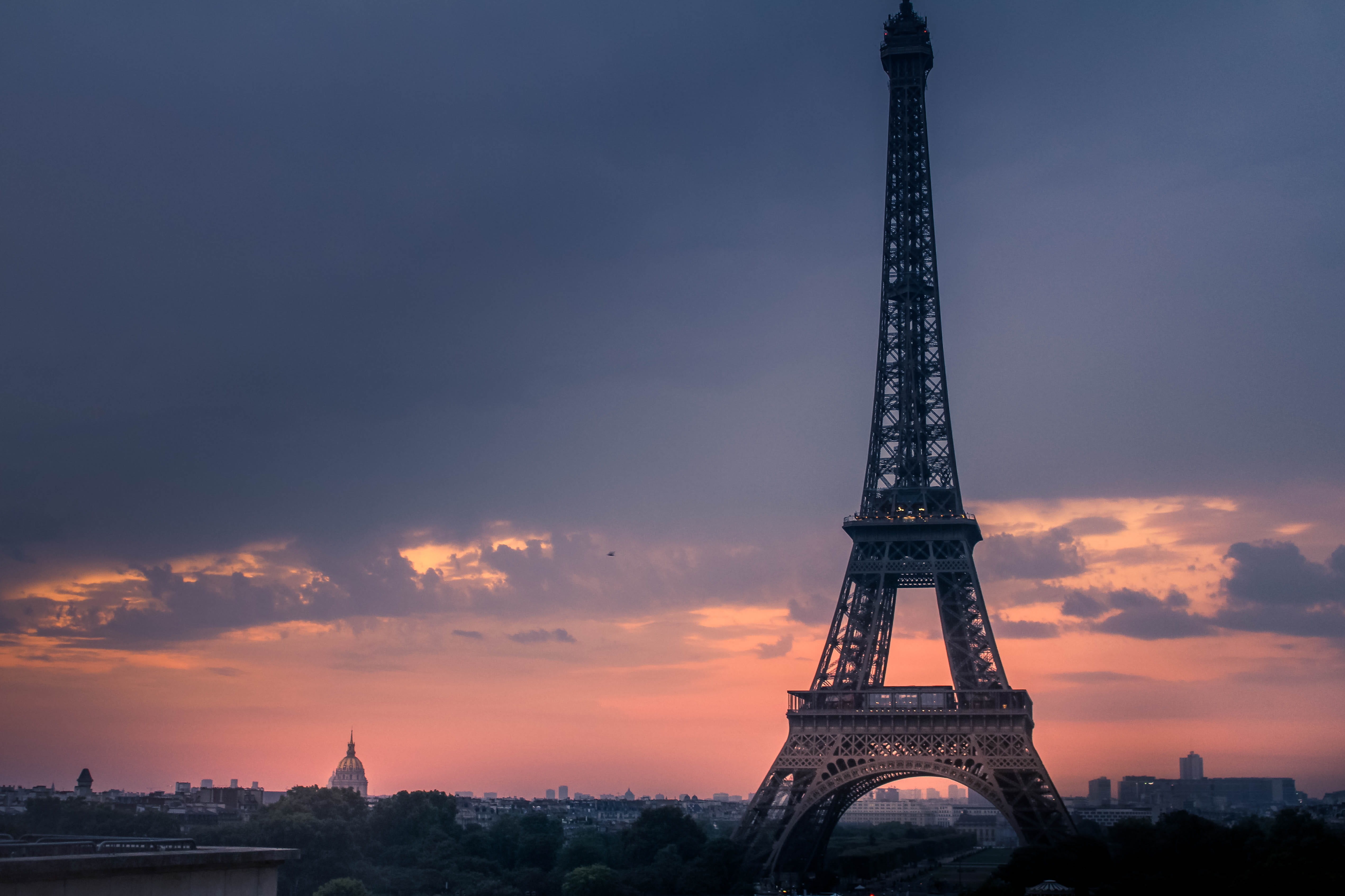 dusk, no people, metal, travel destinations, city, iron - metal, outdoors, city life, blue, tourism, dawn, photography, architecture, cityscape, pink, tower, HD Wallpaper