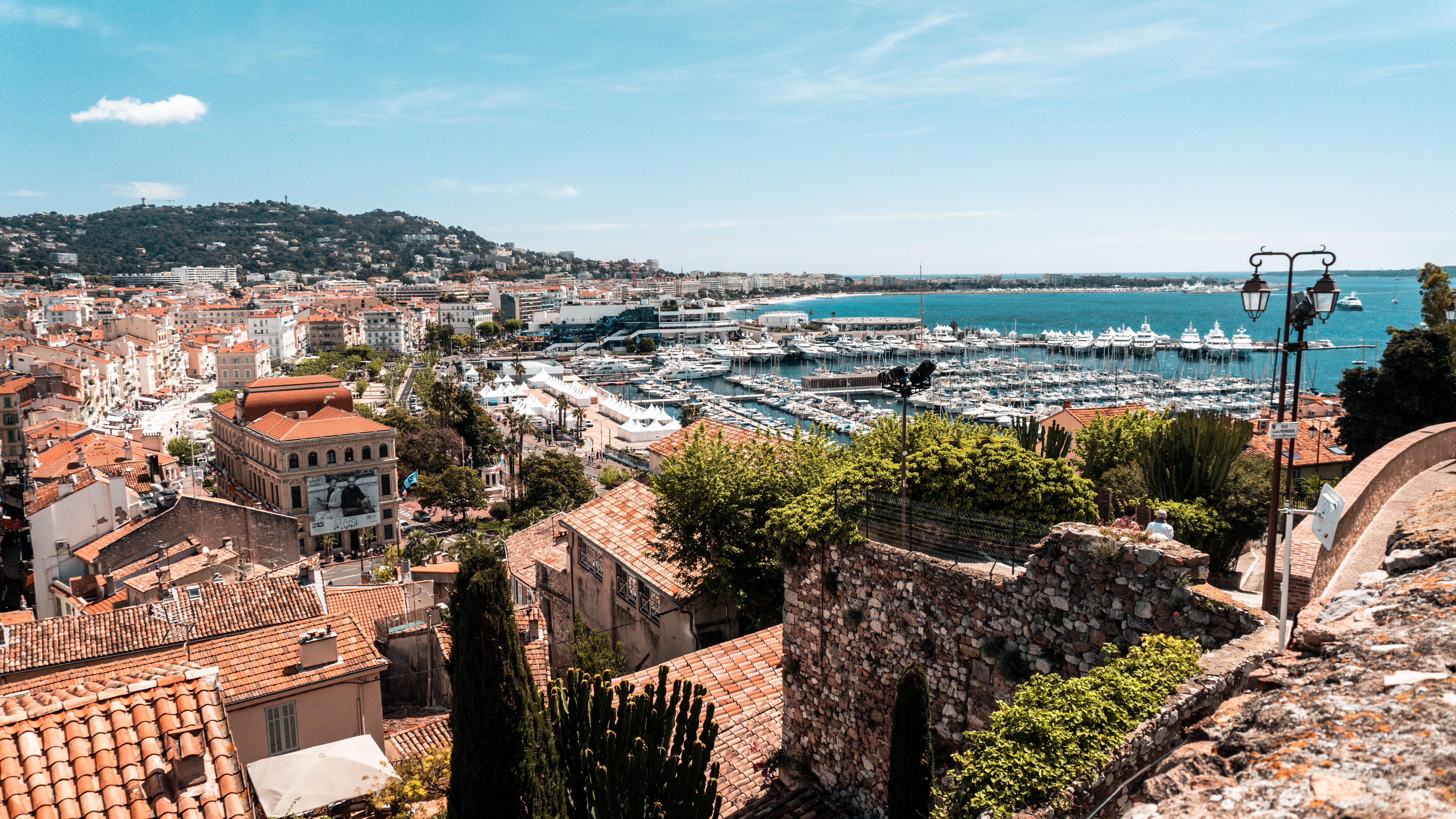 city, french riviera, landscape, cannes old town, cannes, outdoors, cannes bay, built structure, townscape, day, residential district, train, sea, vehicle, HD Wallpaper