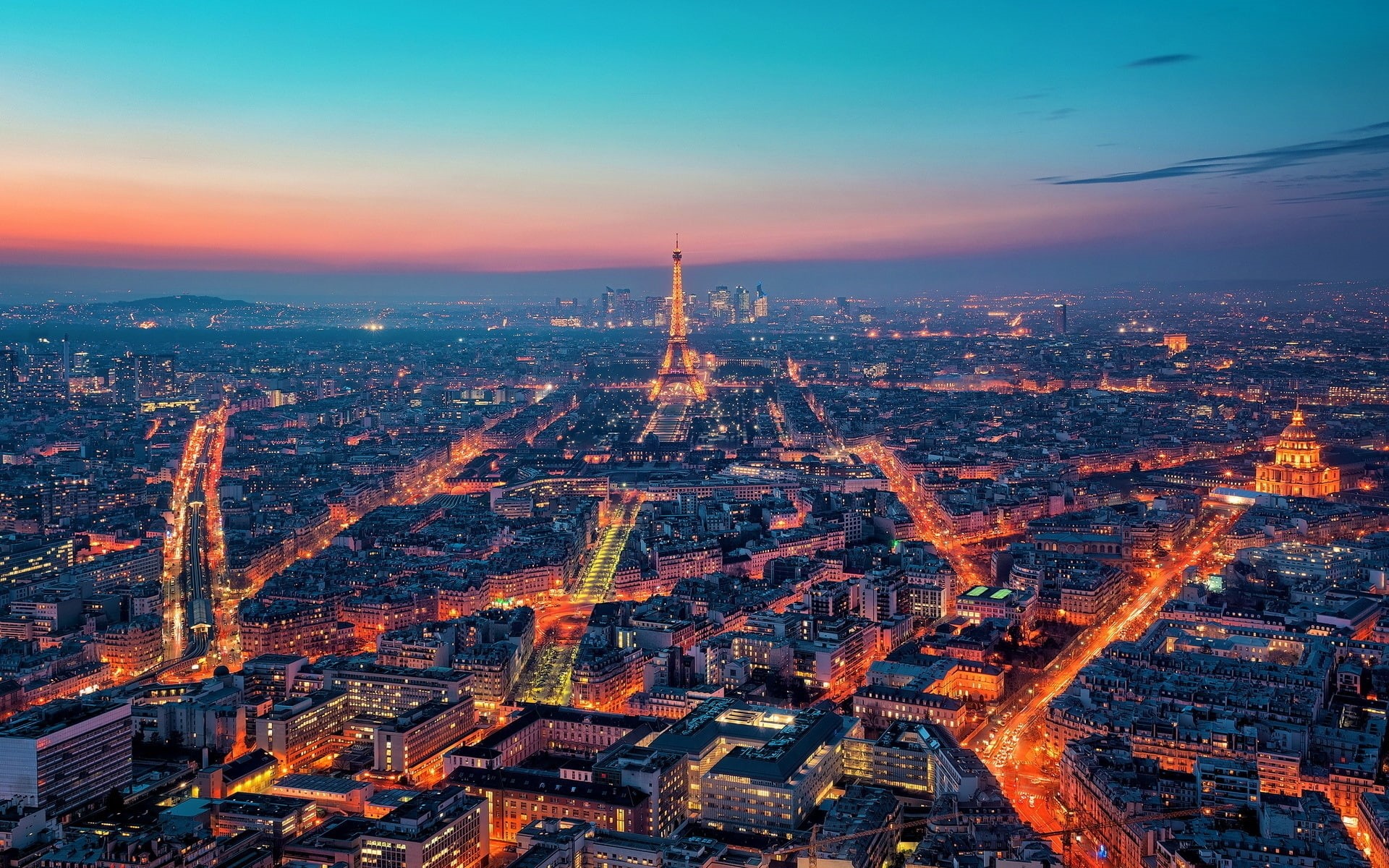 france, city, eiffel, paris, night, 1080P, skyline, lights, tour eiffel, tower, HD Wallpaper