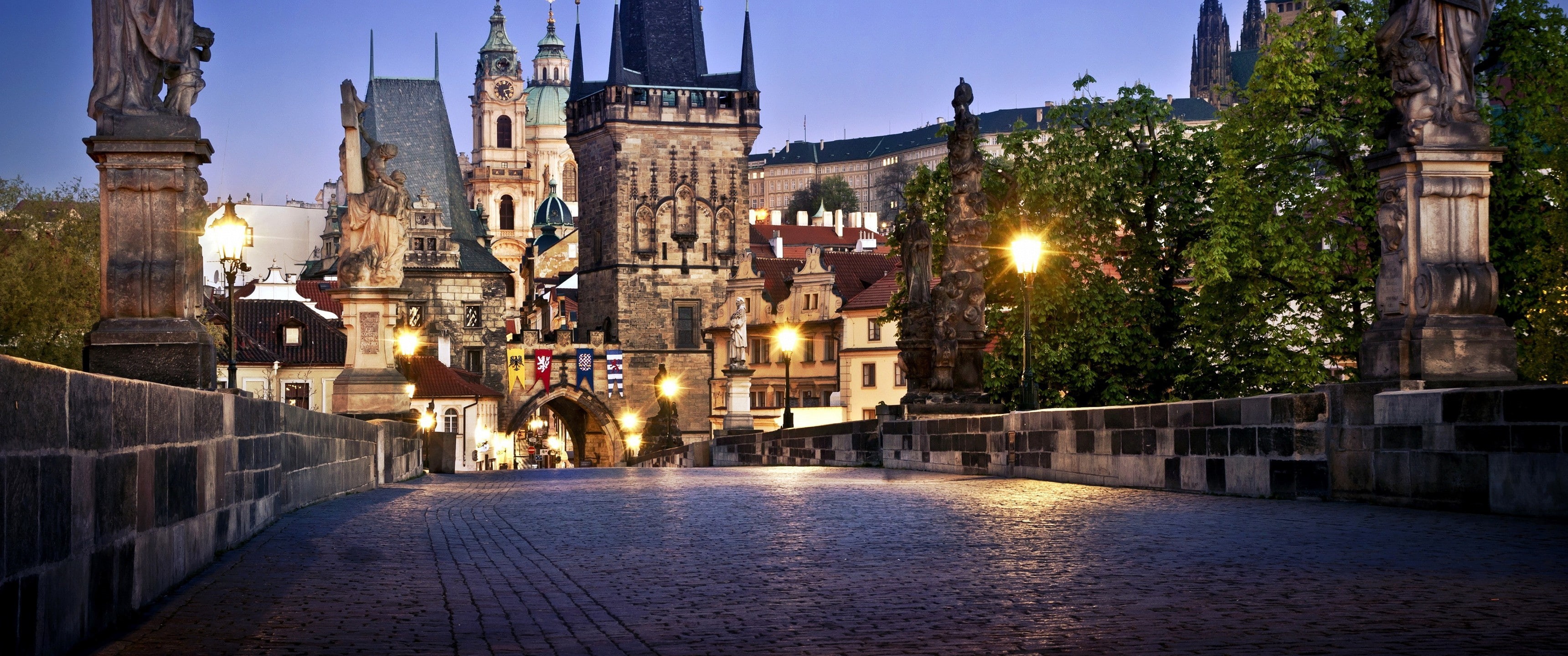 street, history, building, place of worship, the past, 2K, travel destinations, dusk, city, spirituality, illuminated, ultrawide, built structure, architecture, HD Wallpaper