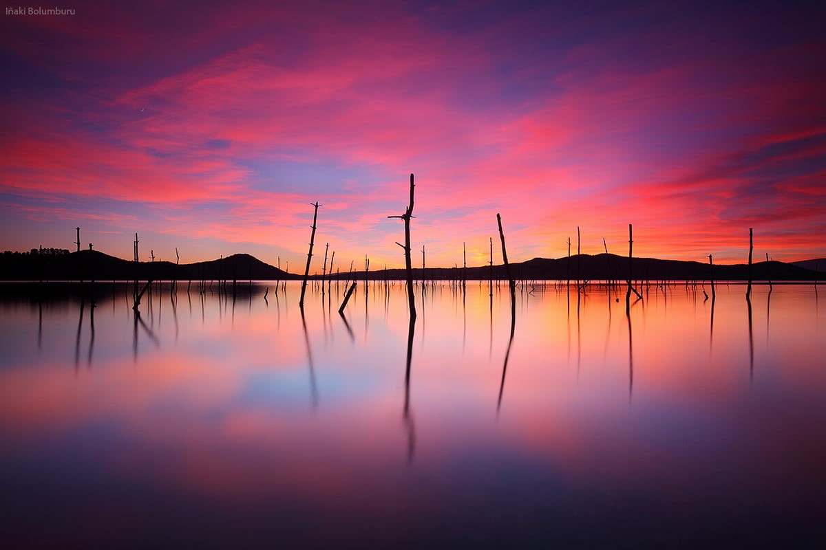tree, euskal herria, landa  álava, sun, pantano, back Lit, sea, canon  eos  5D  Mark  II, photography, 480P, clouds, long  exposure, sky, water, Euskadi, HD Wallpaper