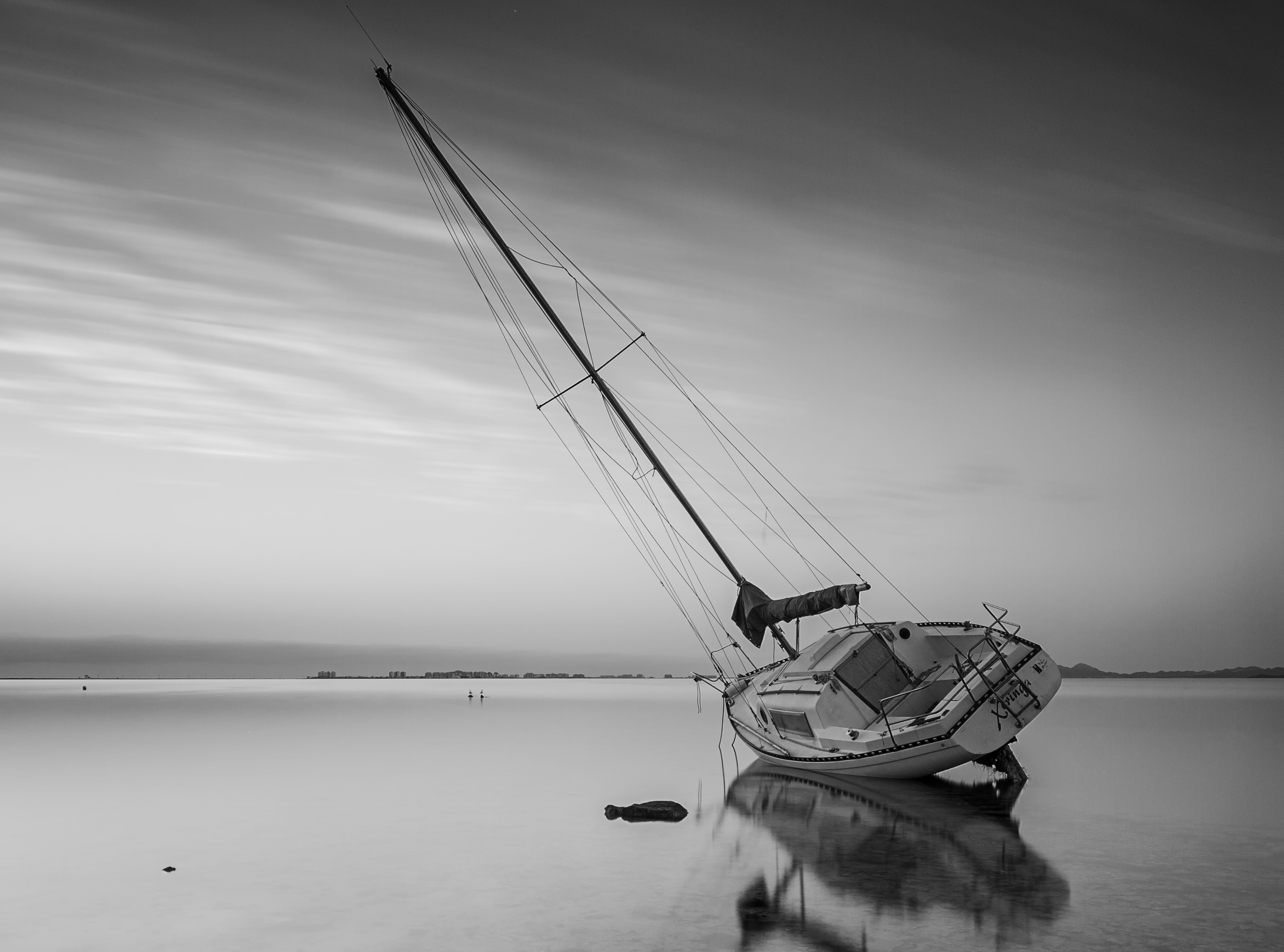 fishing industry, mode of transportation, waterfront, grayscale, nature, mediterraneo, Exposure, outdoors, longexposure, cloud - sky, sky, larga, day, scenics - nature, HD Wallpaper