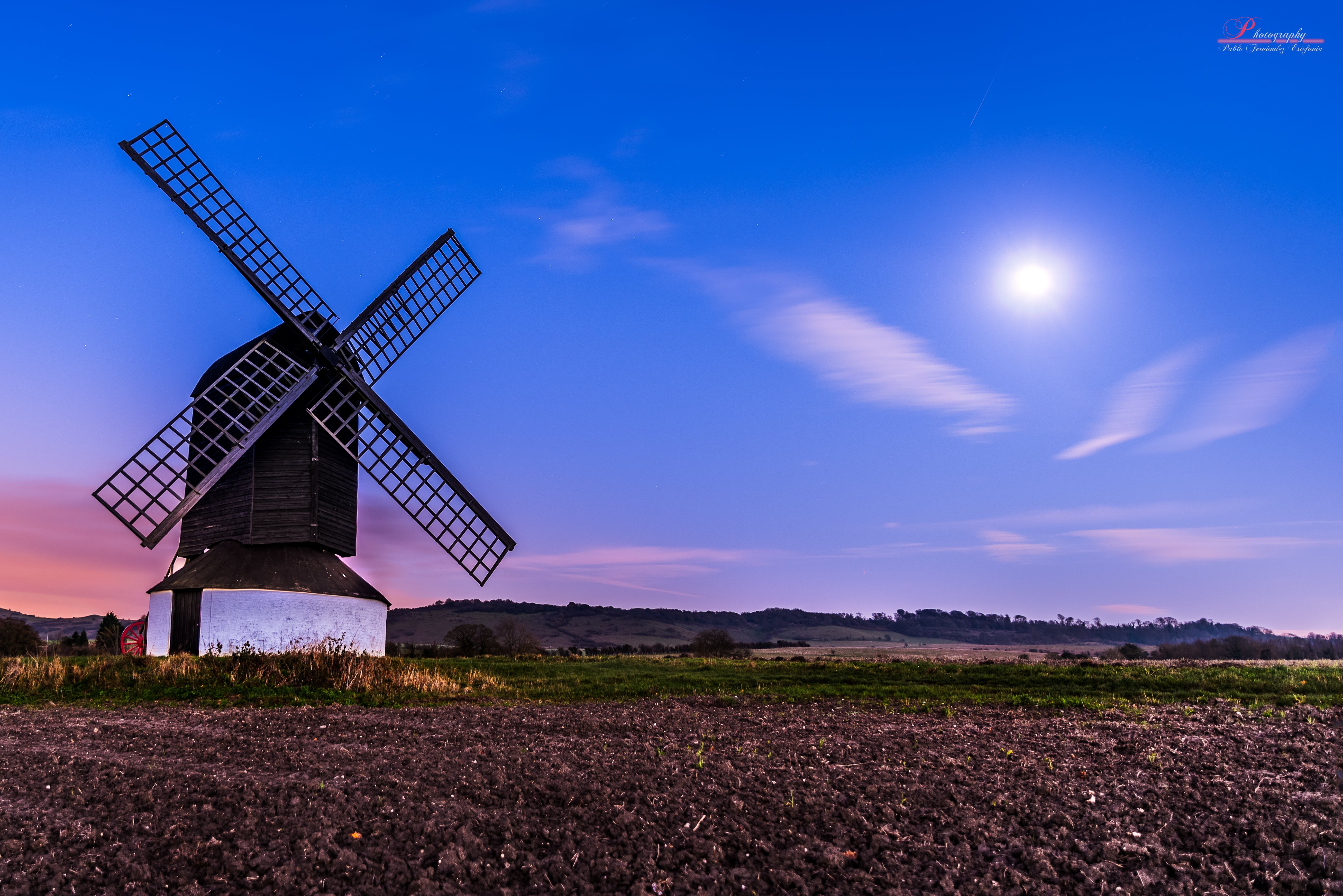 5K, national, full  hd, Night, grass, desktop, trust, landscape, field, Windmill, long  exposure, architecture, old, moon, farm, de, fondo, nikon  d750, HD Wallpaper