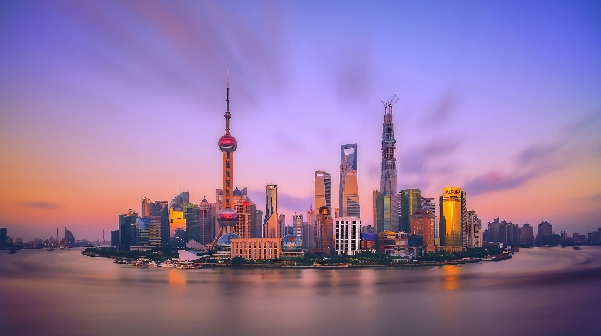 modern, tall - high, financial district, twilight, morning, pearl, water, sunset, travel, tower, sky, night, architecture, urban skyline, outdoors, building exterior, HD Wallpaper