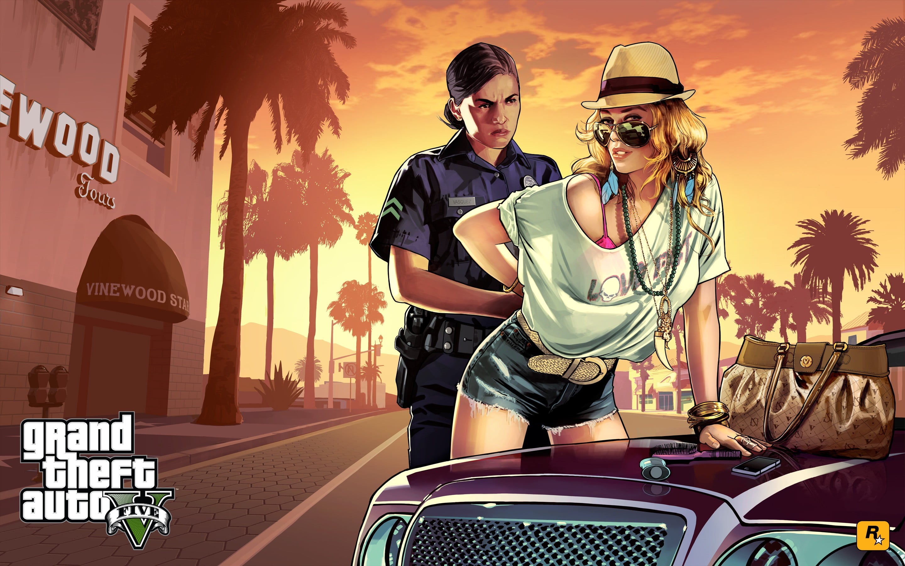 leisure activity, summer, outdoors, two People, transportation, females, people, young women, car, friendship, glasses, fashion, road, young men, theft, HD Wallpaper