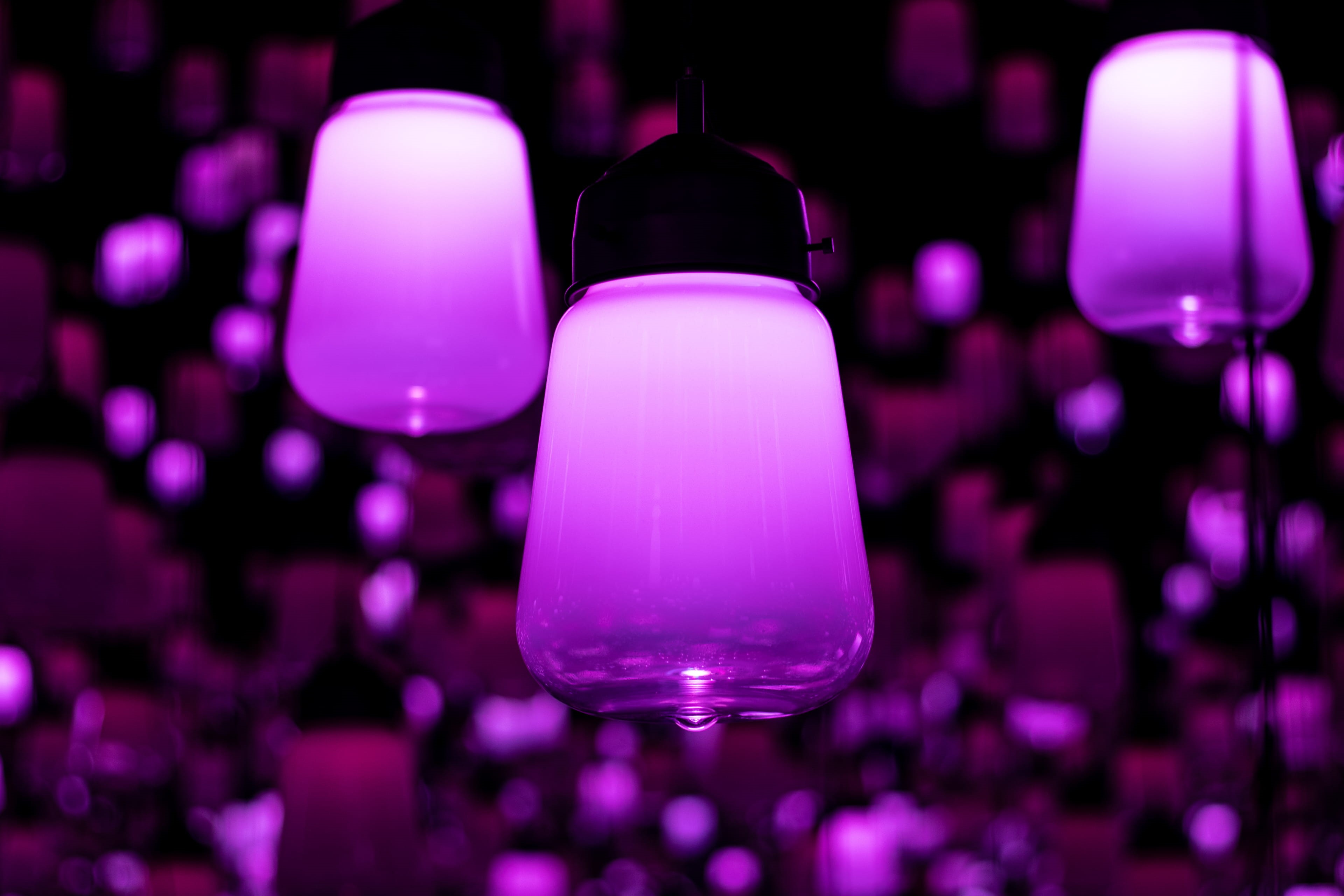 aromatherapy, disco, lights, club, green, container, light bulb, purple, illuminated, led, lanterns, beauty, 4K, teamlab borderless, bottle, no people, HD Wallpaper