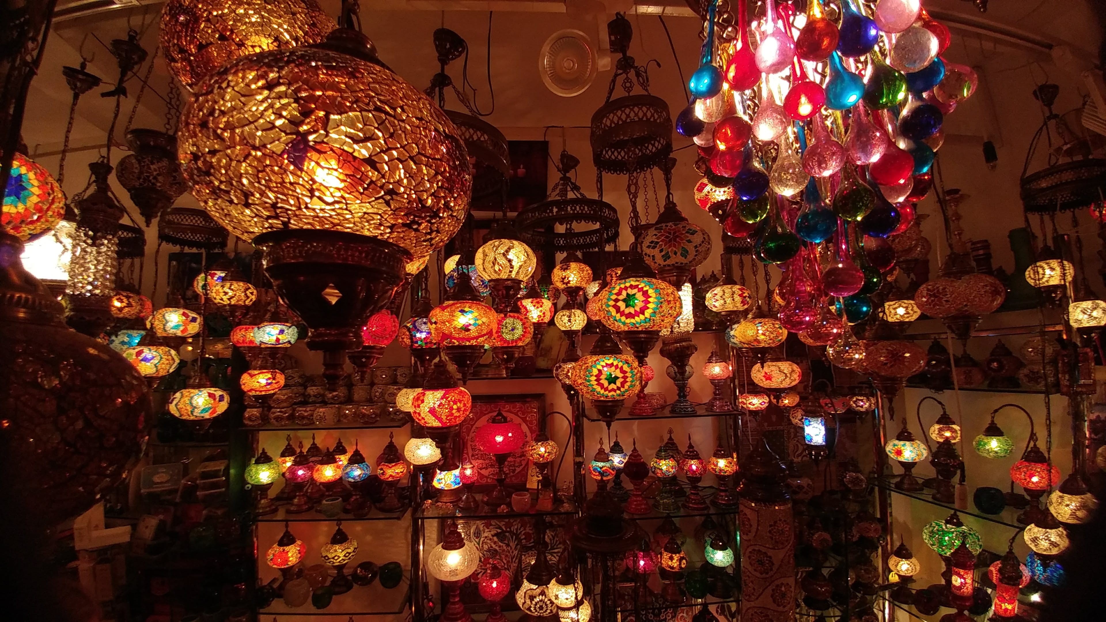 architecture, machine, night, for sale, ornate, celebration, night life, arrangement, bazaar, lighting equipment, market, diwali, large group of objects, HD Wallpaper