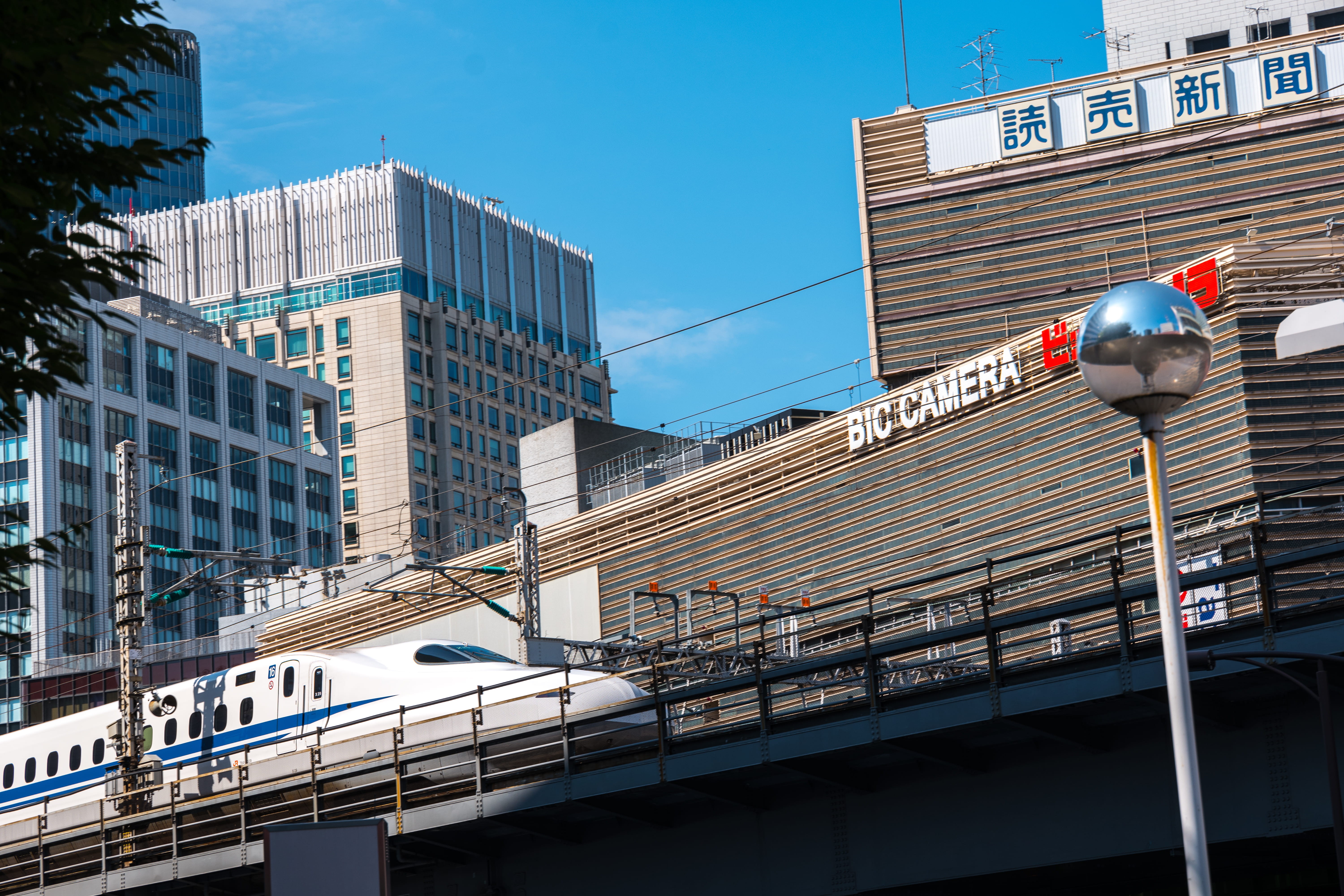 train, architecture, bridge - man made structure, office building exterior, tokyo, building, sky, shinkansen, day, mega city, no people, modern, metro region, HD Wallpaper