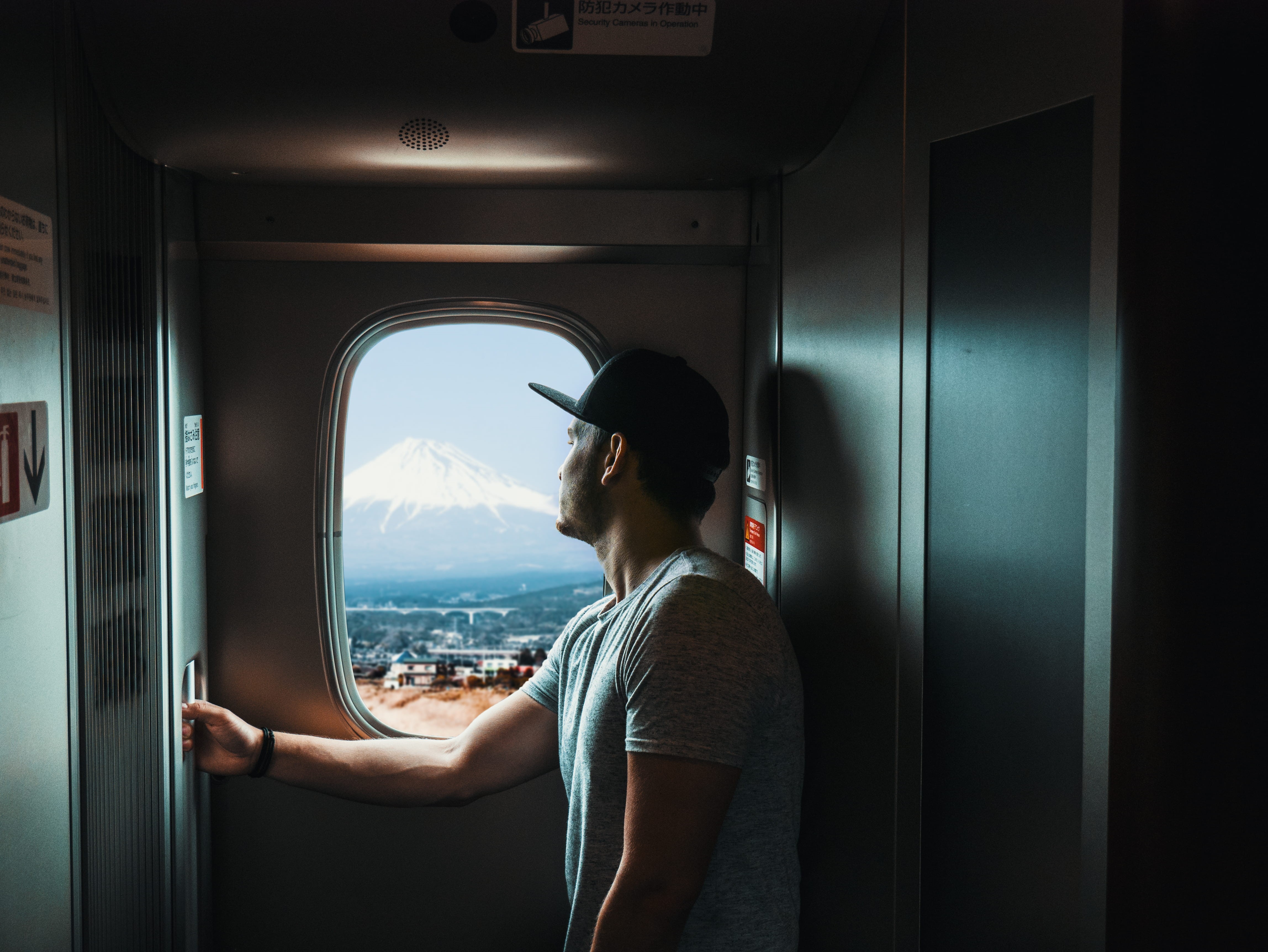 young adult, overlooking, mount fuji, view, accessories, apparel, communication, standing, snow, sunglasses, leisure activity, 4K, mode of transportation, HD Wallpaper