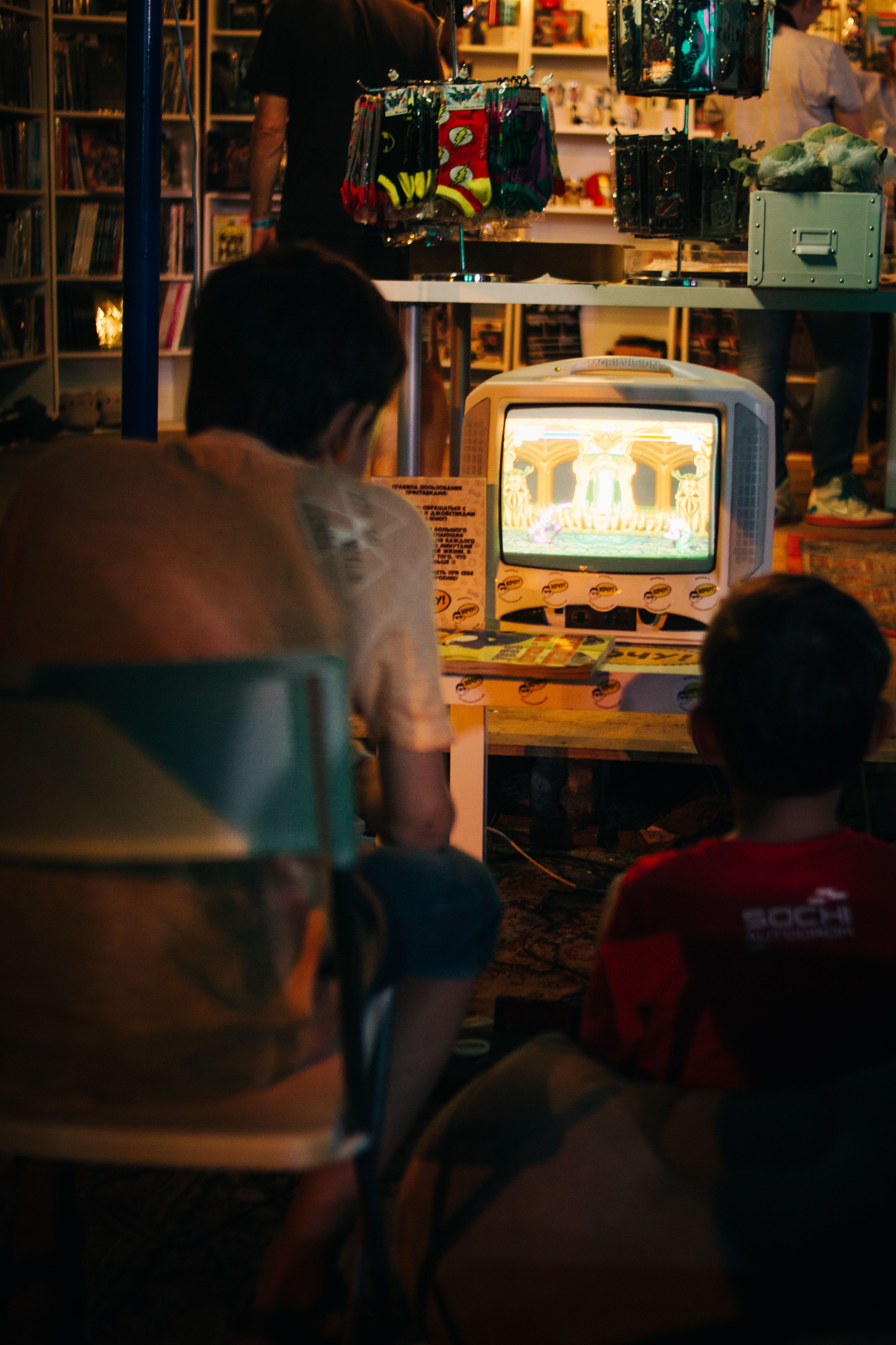 video gaming, people, fun, television, sitting, boys, looking, illuminated, architecture, men, rear view, 5K, schollers, russia, zaton, screen, arts culture and entertainment, Phone HD Wallpaper