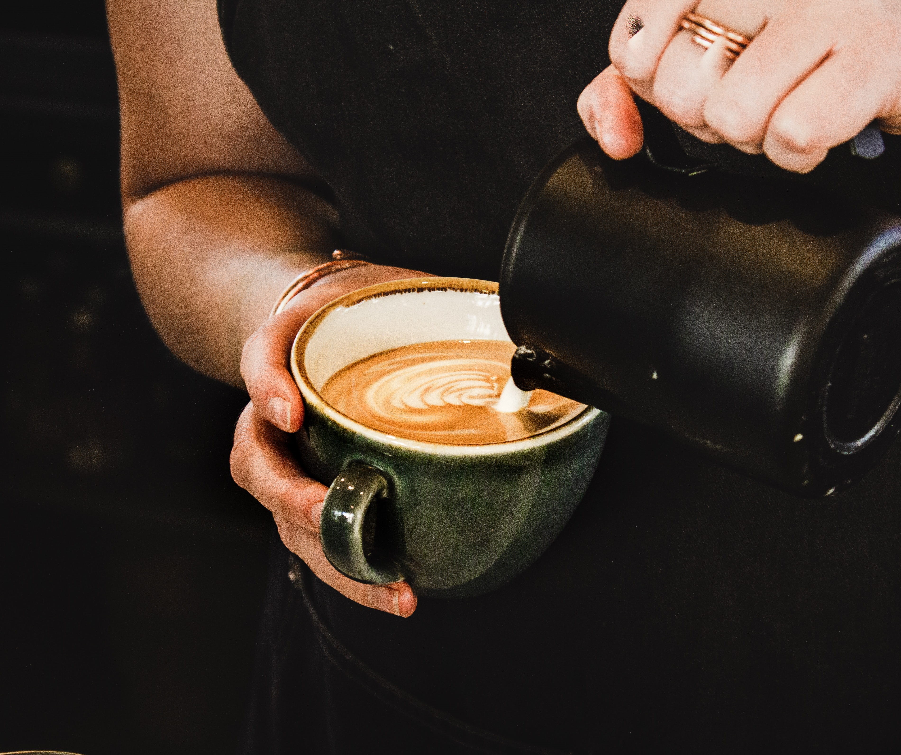 coffee - drink, cafeteria, cafe, refreshment, latte, one person, espresso, indoors, beverage, barista, hot drink, hand, freshness, person, mug, coffee cup, HD Wallpaper