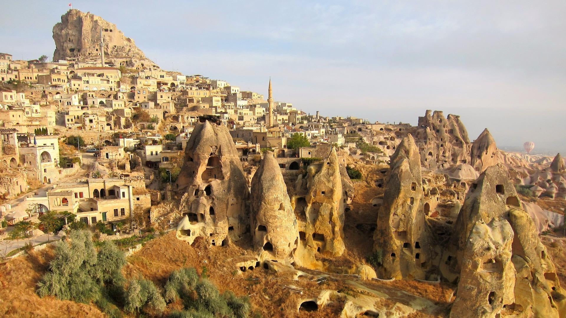 no people, cave dwellings, solid, archaeology, rock formation, day, ancient history, tourist attraction, the past, history, ancient, fortress, sky, tourism, HD Wallpaper