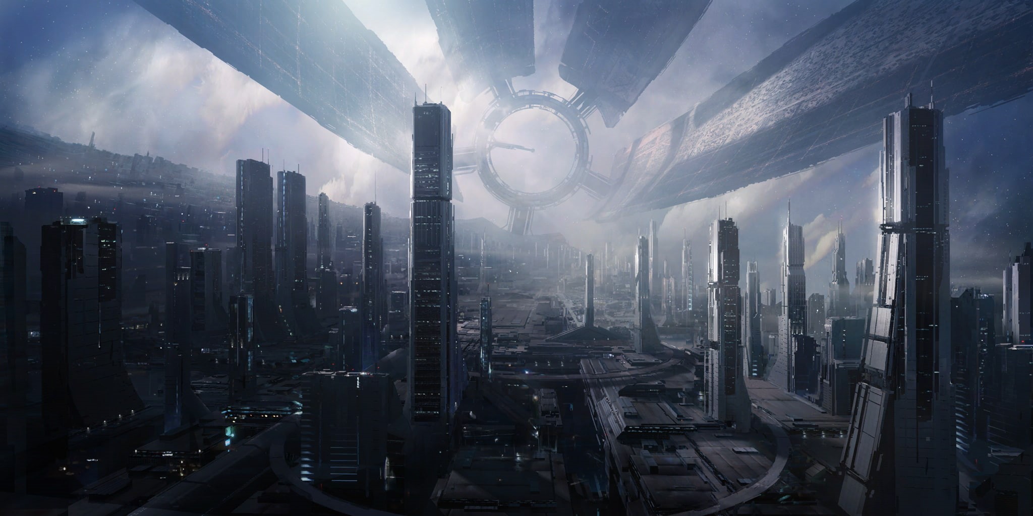 futuristic city, cityscape, 1080P, Citadel, video games, Mass Effect, HD Wallpaper