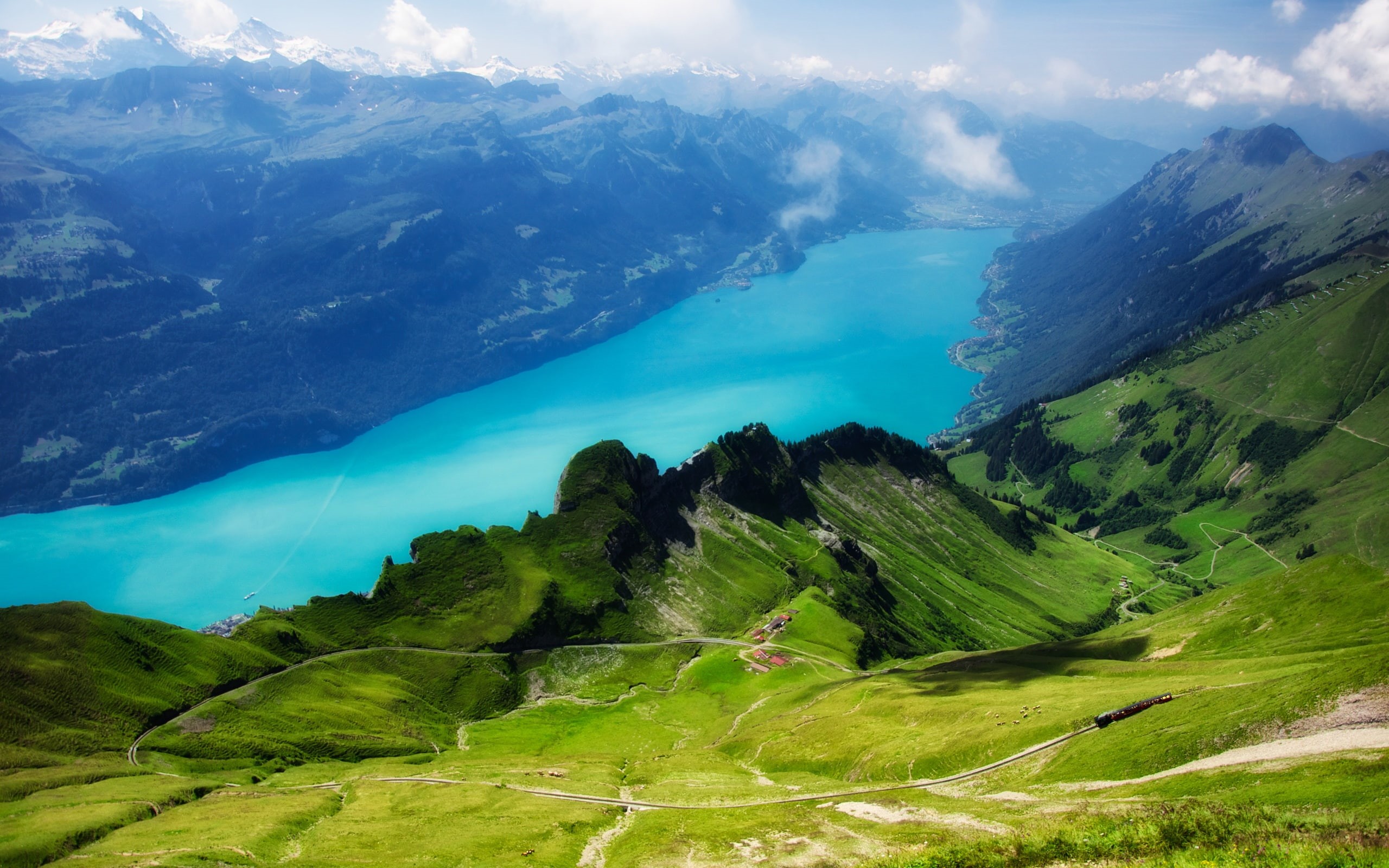 Rothorn, Grass, Alps, Lake, 2K, Brienz, Green, Switzerland, HD Wallpaper