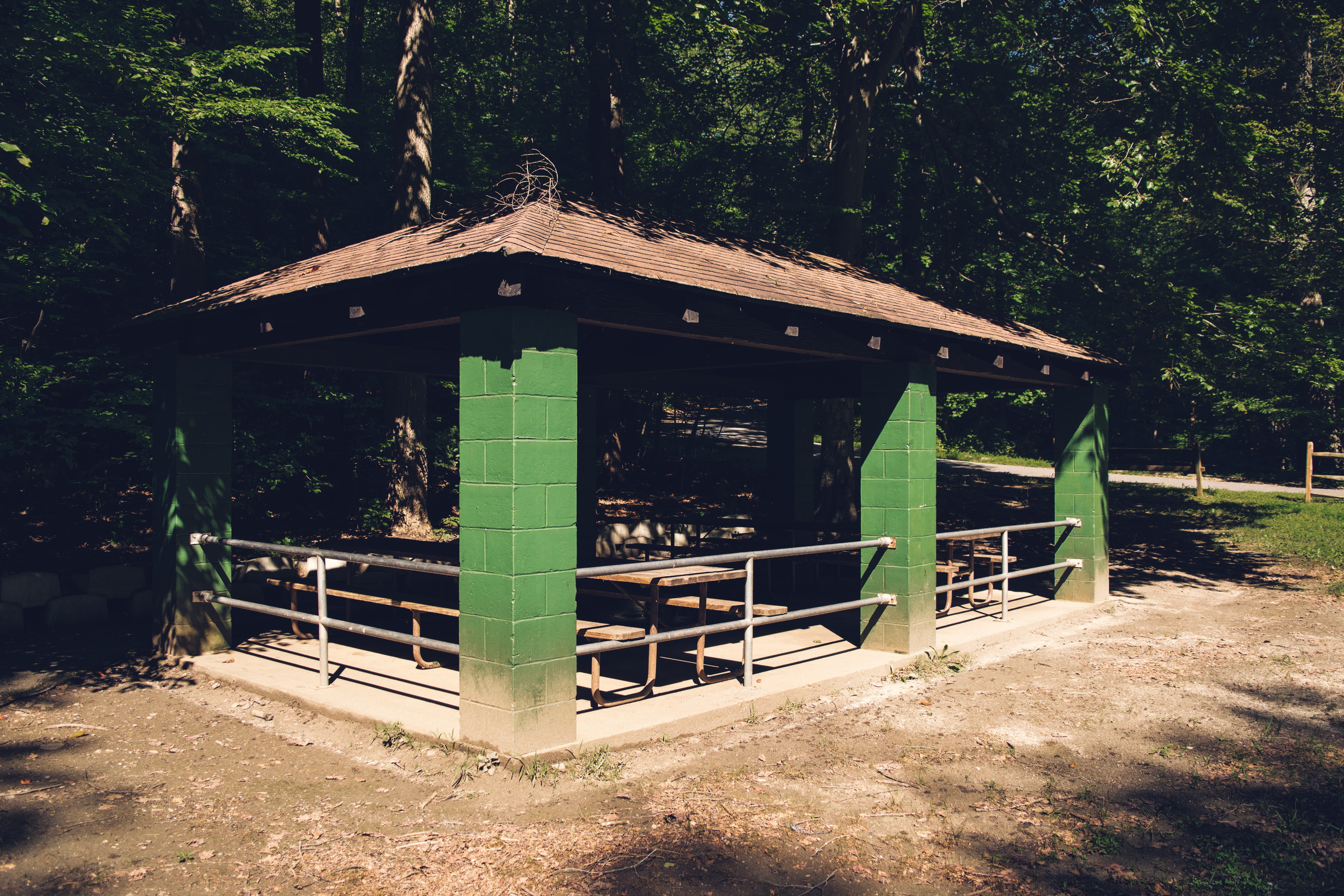 5K, park, forest, pavilion, HD Wallpaper