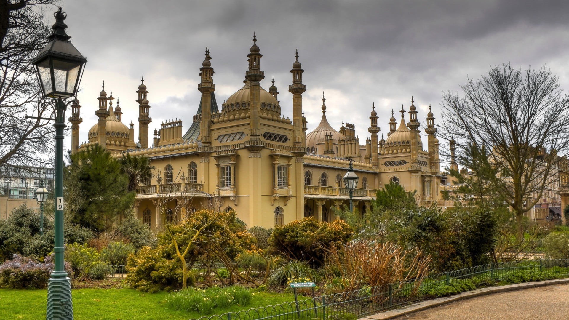 castle, nature, day, place of worship, path, religion, built structure, UK, clouds, sky, Brighton, brown, city, facade, tree, 1080P, travel destinations, HD Wallpaper