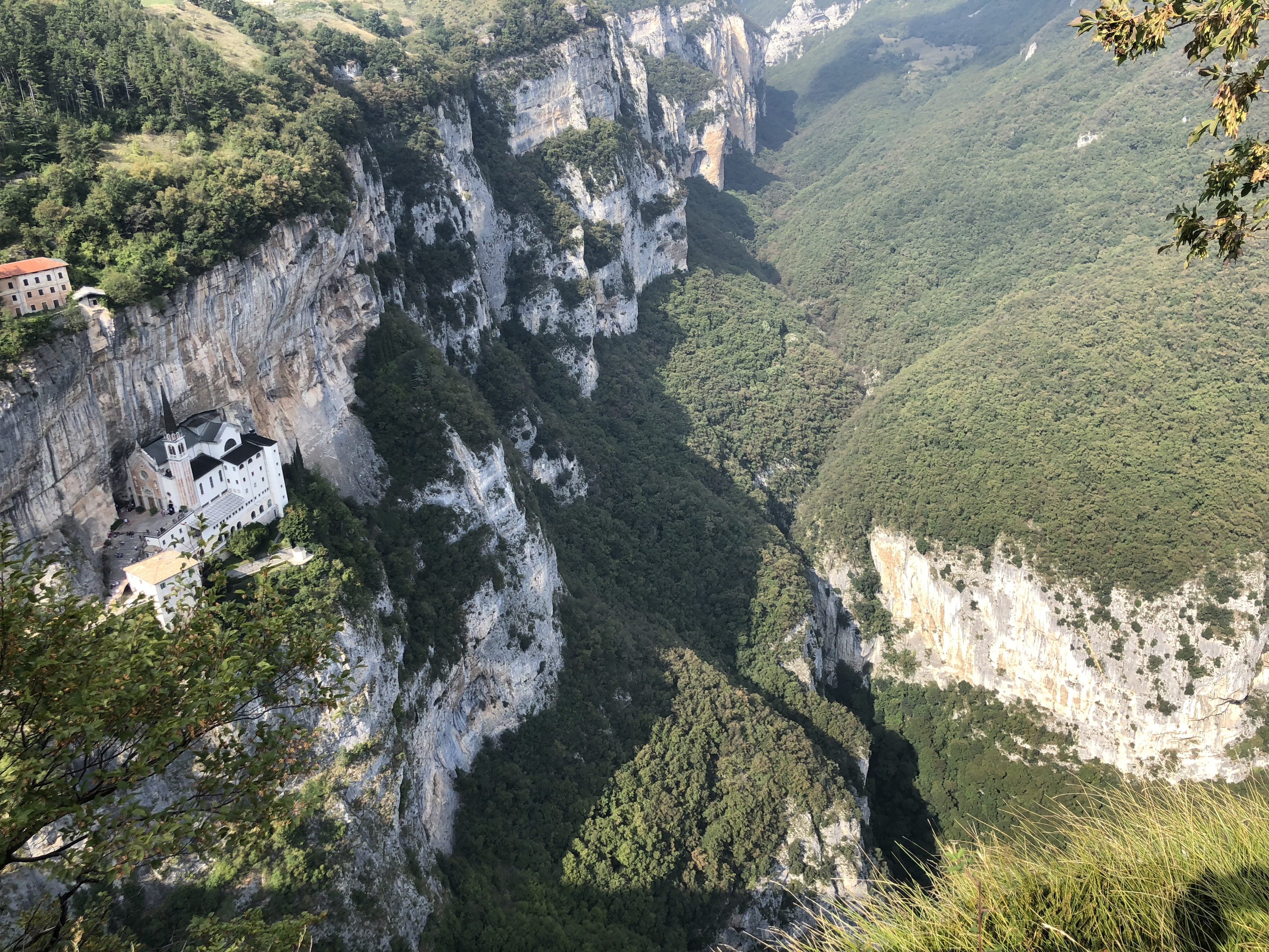 tree, mountain, formation, architecture, verona, italy, cliff church, solid, nature, slope, water, wilderness, aerial, plant, high angle view, outdoors, HD Wallpaper