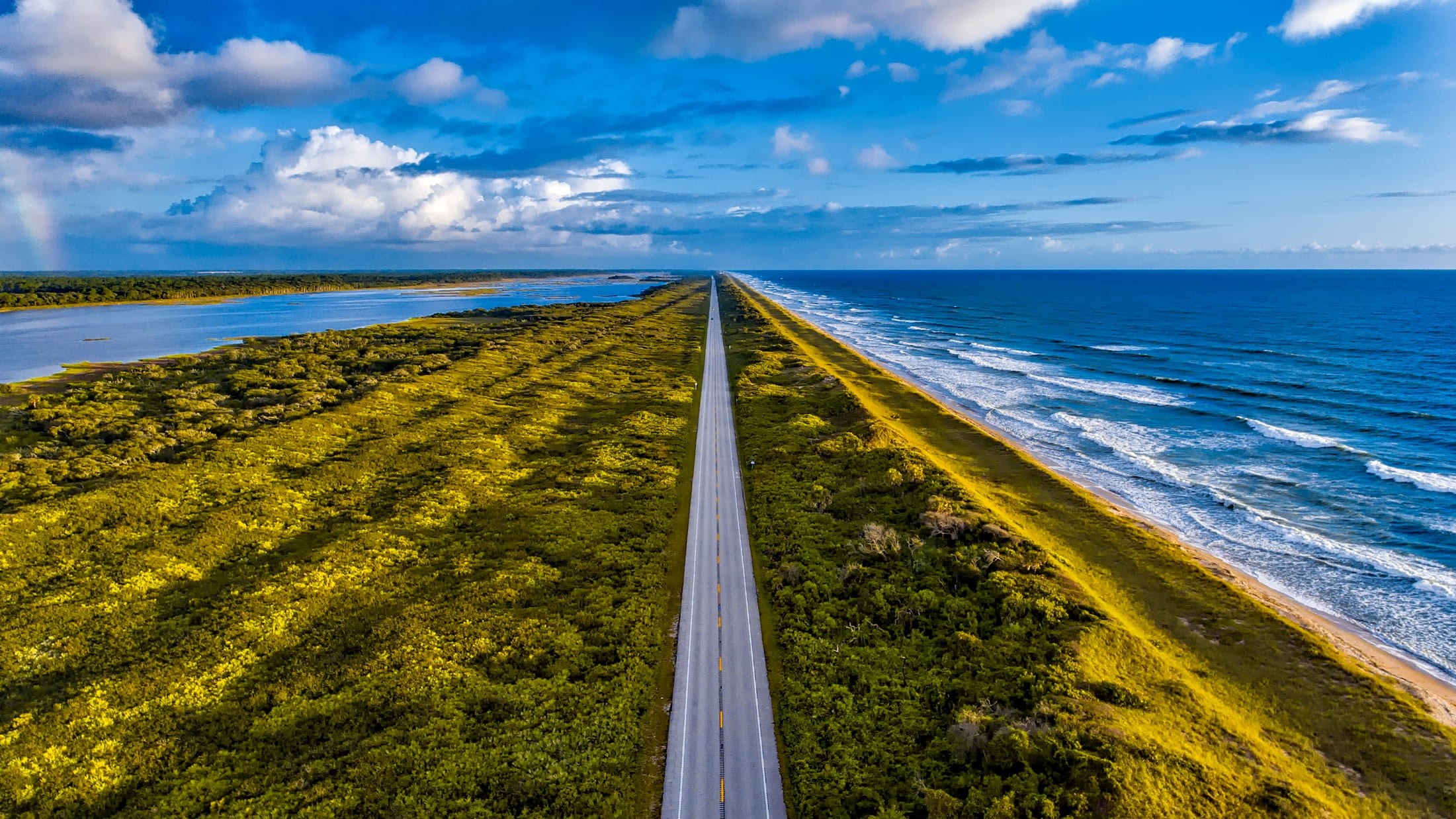 plants, beautiful, beach, hdr, road, nature, beauty in nature, clouds, sea, non-urban scene, water, trees, tranquil scene, ocean, scenics - nature, aerial, HD Wallpaper