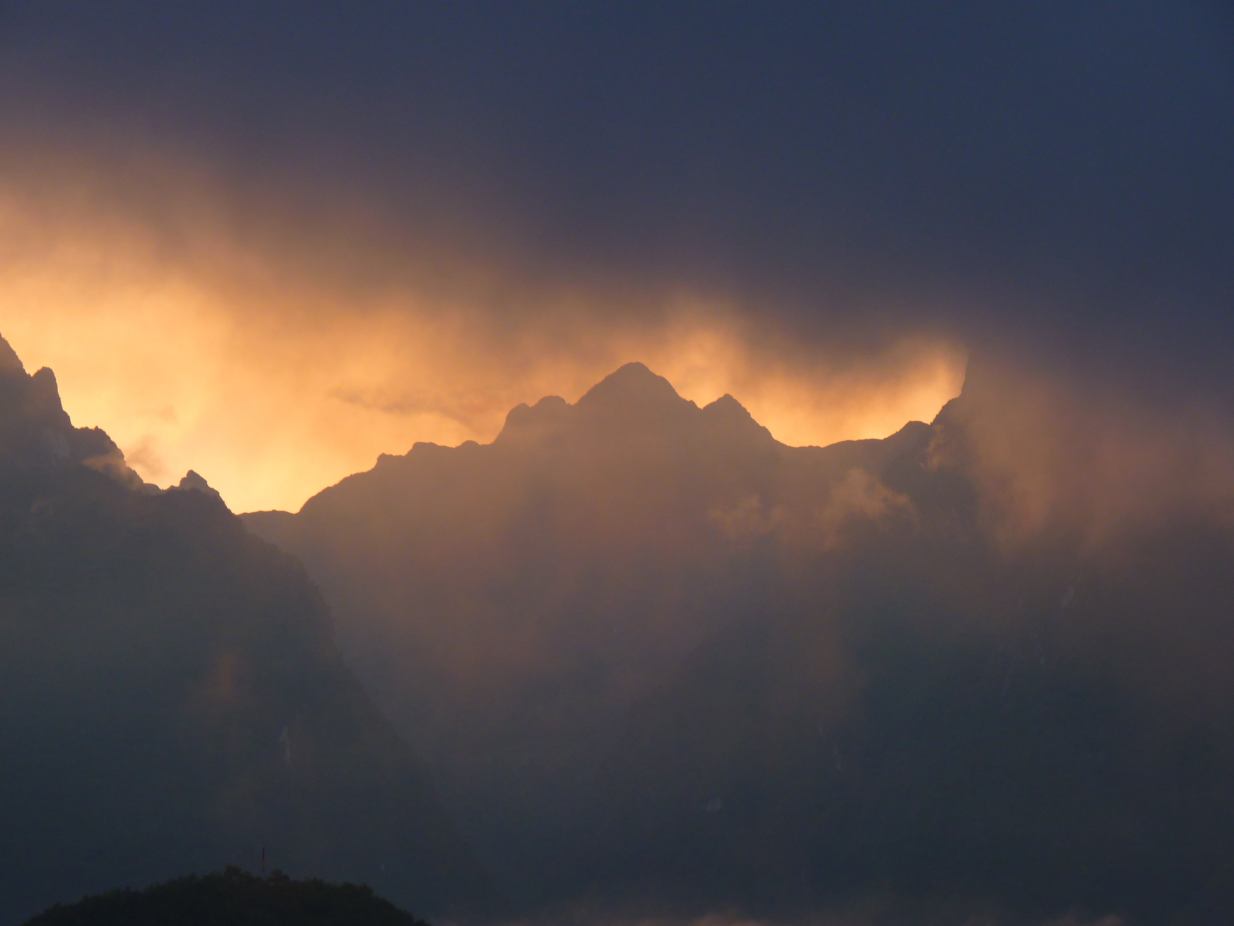 mountains, sunrise, yellow, beauty in nature, non-urban scene, environment, mountain range, dawn, black, mountain Peak, majestic, nature, clouds, no people, HD Wallpaper