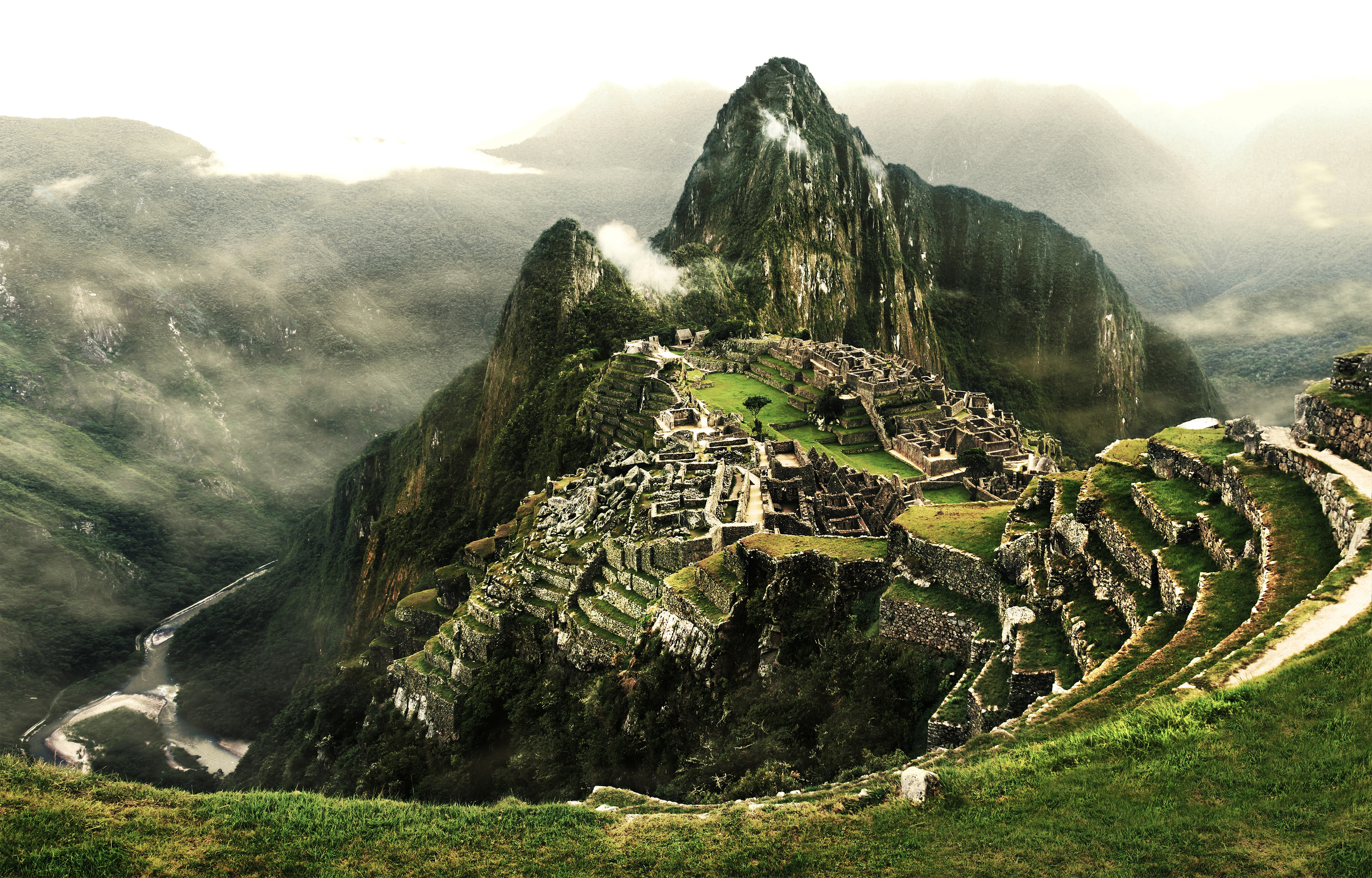 ancient civilization, river, 5K, rock, tranquil scene, mountain, non-urban scene, city of the Incas, pre-Columbian, hill, peruvian Culture, Machu Picchu, HD Wallpaper