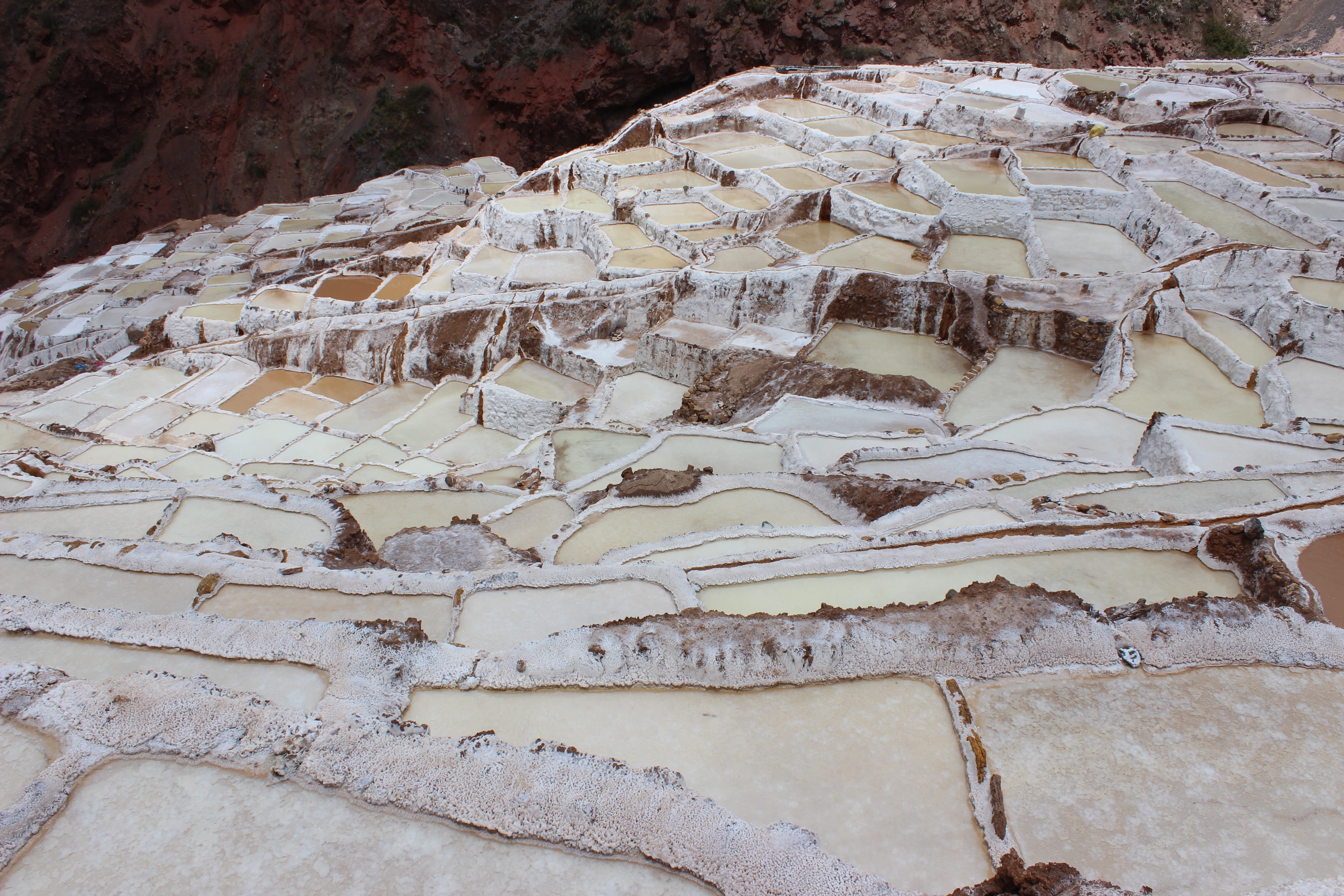 day, high angle view, 5K, built structure, salinas maras, wall, Maras, history, solid, salt - mineral, rock - object, rock, no people, Peru, the past, HD Wallpaper