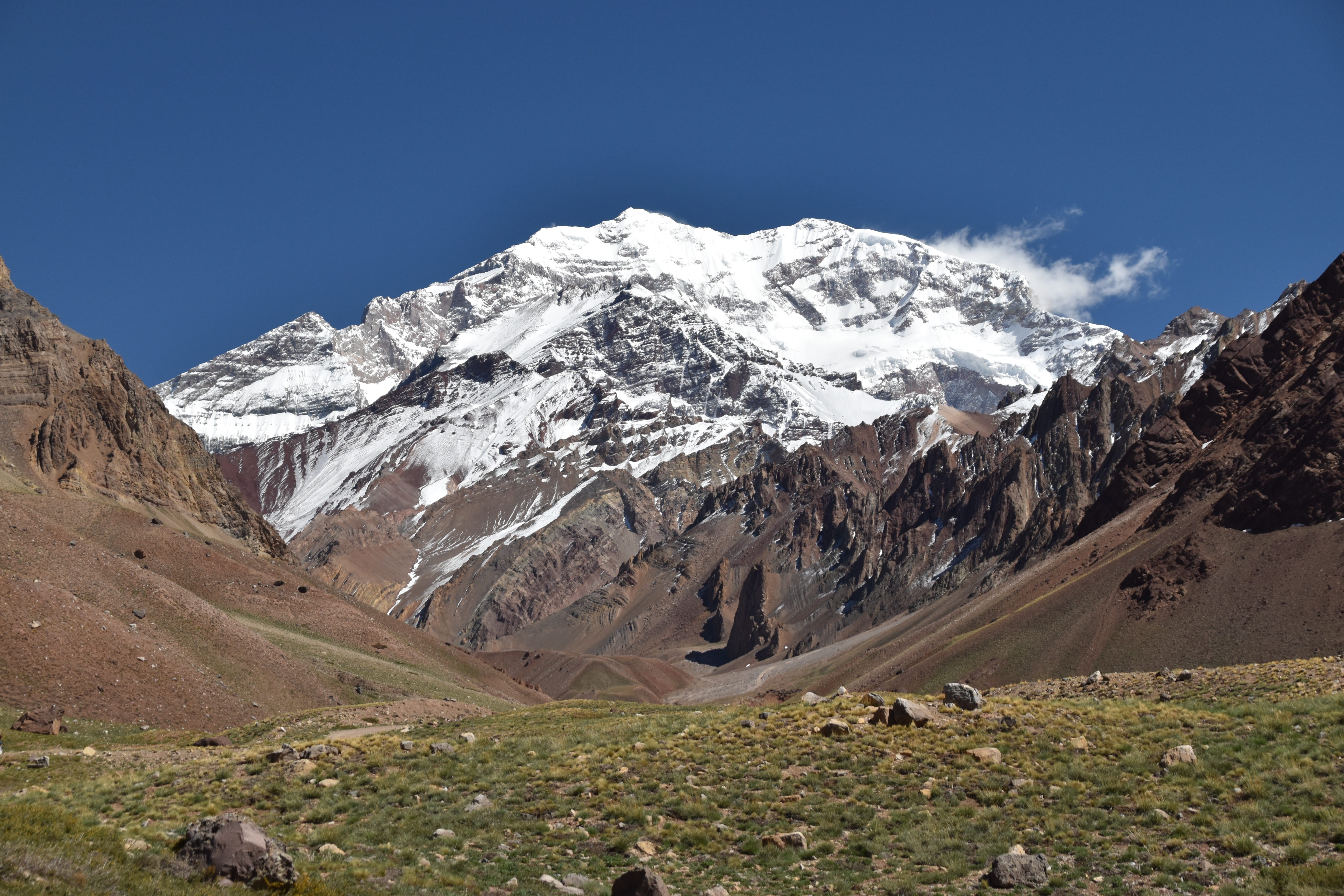 mountains, winter, day, scenics - nature, nature, non-urban scene, plant, sky, snowcapped mountain, the highest, tourism, argentína, mountain peak, beauty in nature, HD Wallpaper