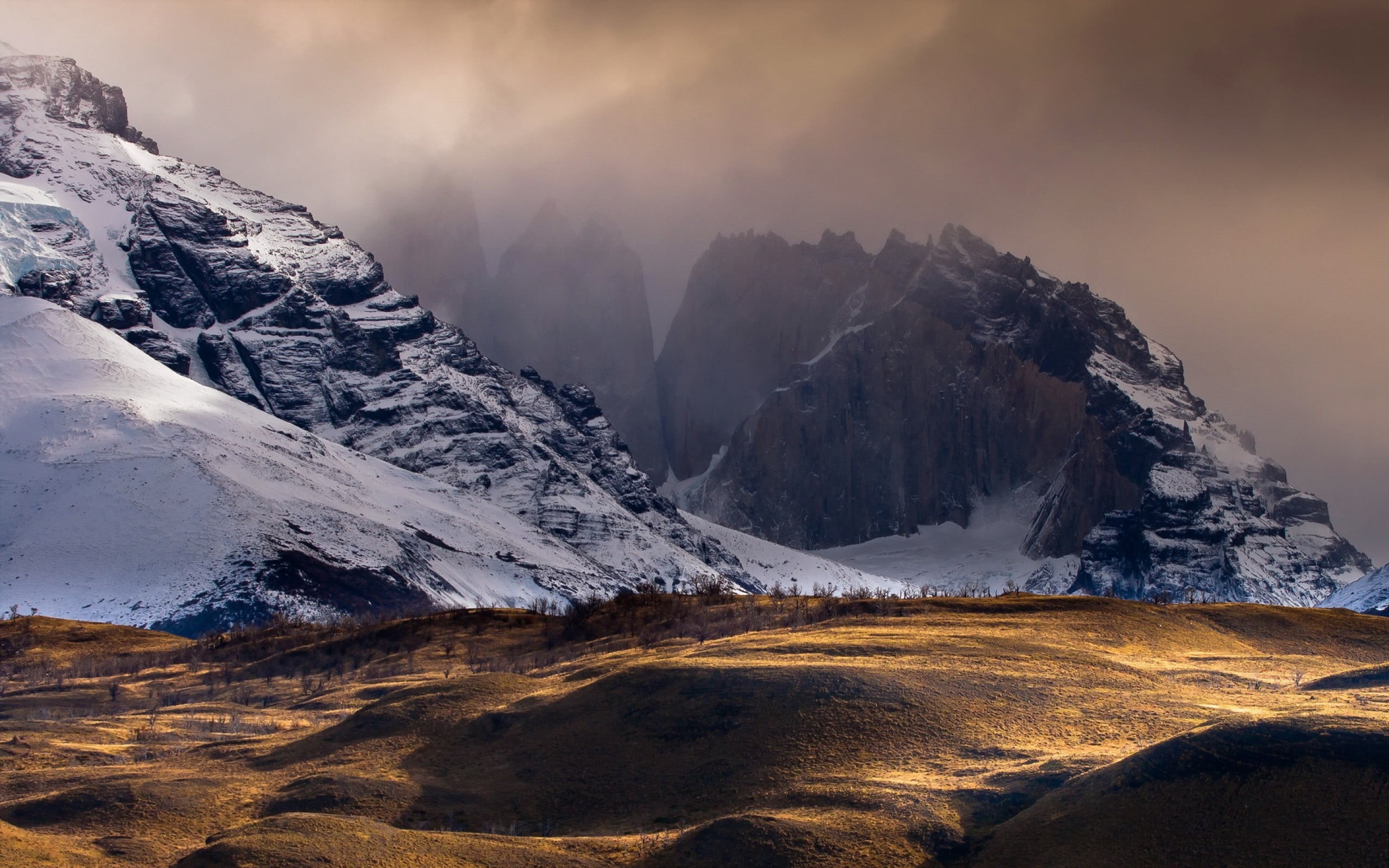  environment, cold temperature, rock, trees, idyllic, hills, sunlight, landscape, mist, scenics - nature, nature, beauty in nature, covered, Chile, HD Wallpaper