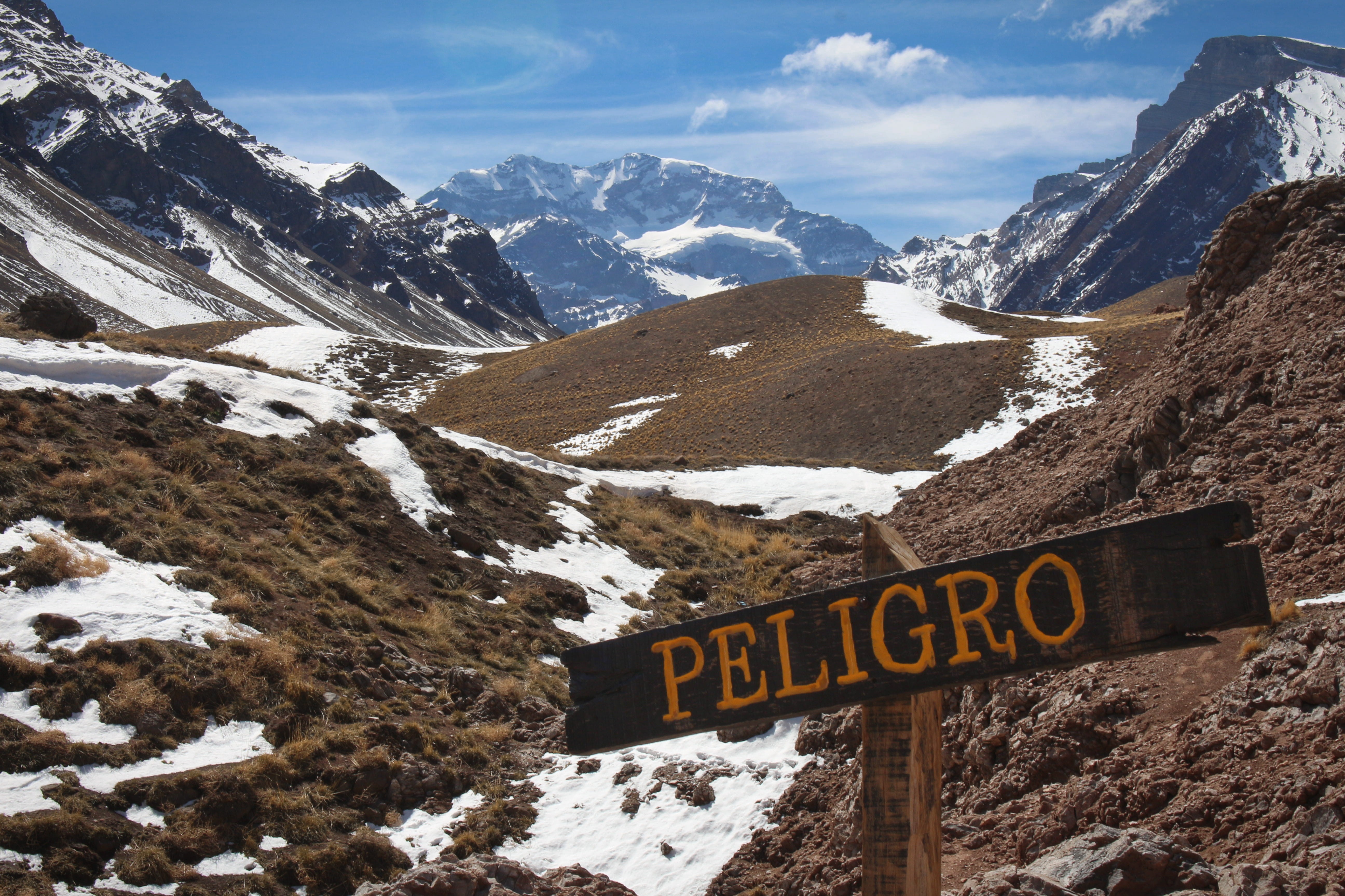 outdoors, argentina, nature, mountain, snow, cold, cold temperature, snowcapped mountain, information, text, information sign, mendoza, guidance, winter, HD Wallpaper