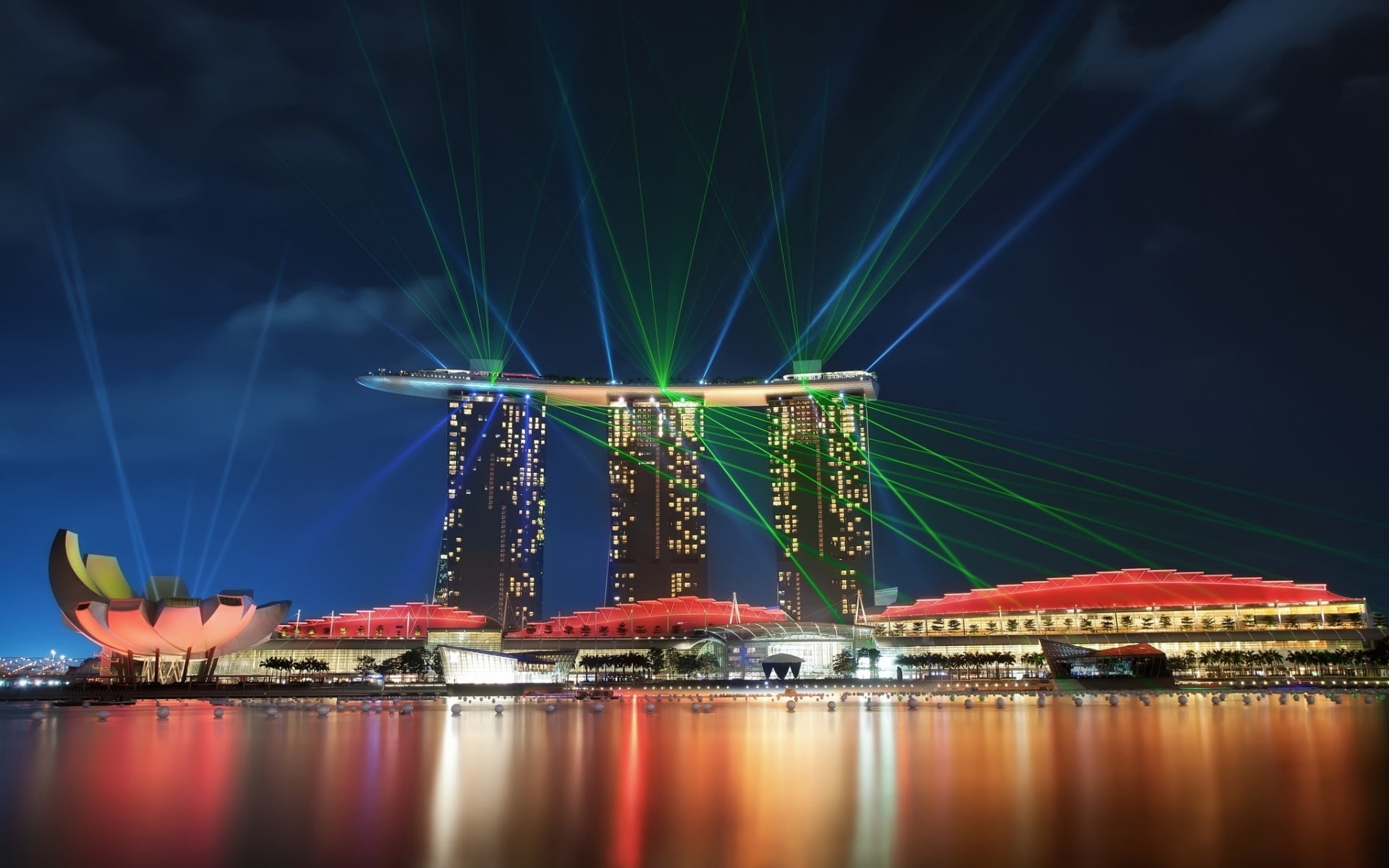 singapore, lights, bay, gardens, landscape, 1080P, HD Wallpaper