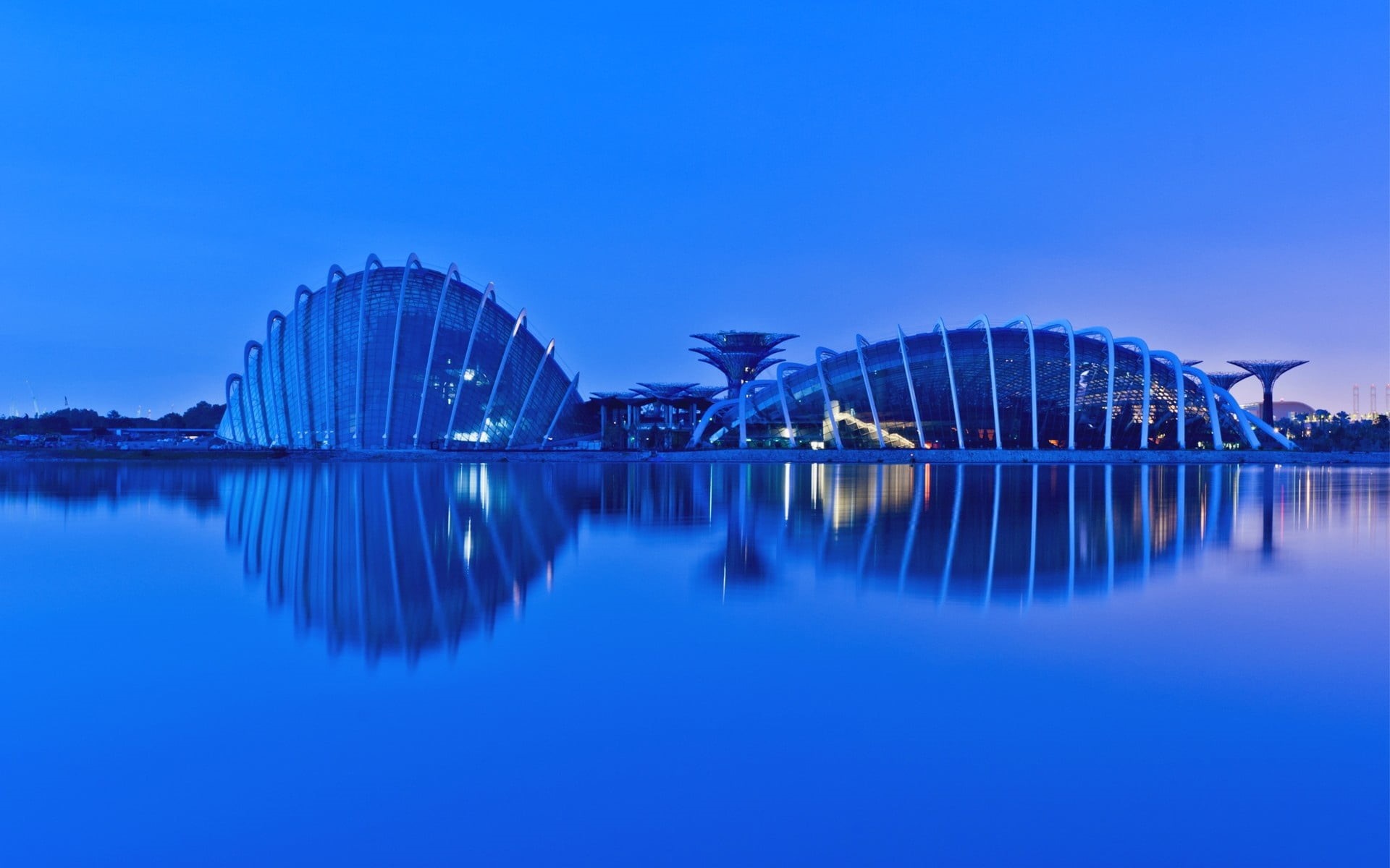 reflection, modern, illuminated, arts culture and entertainment, tourism, blue, dusk, built Structure, dome, connection, bridge, body, urban Scene, lighting, HD Wallpaper