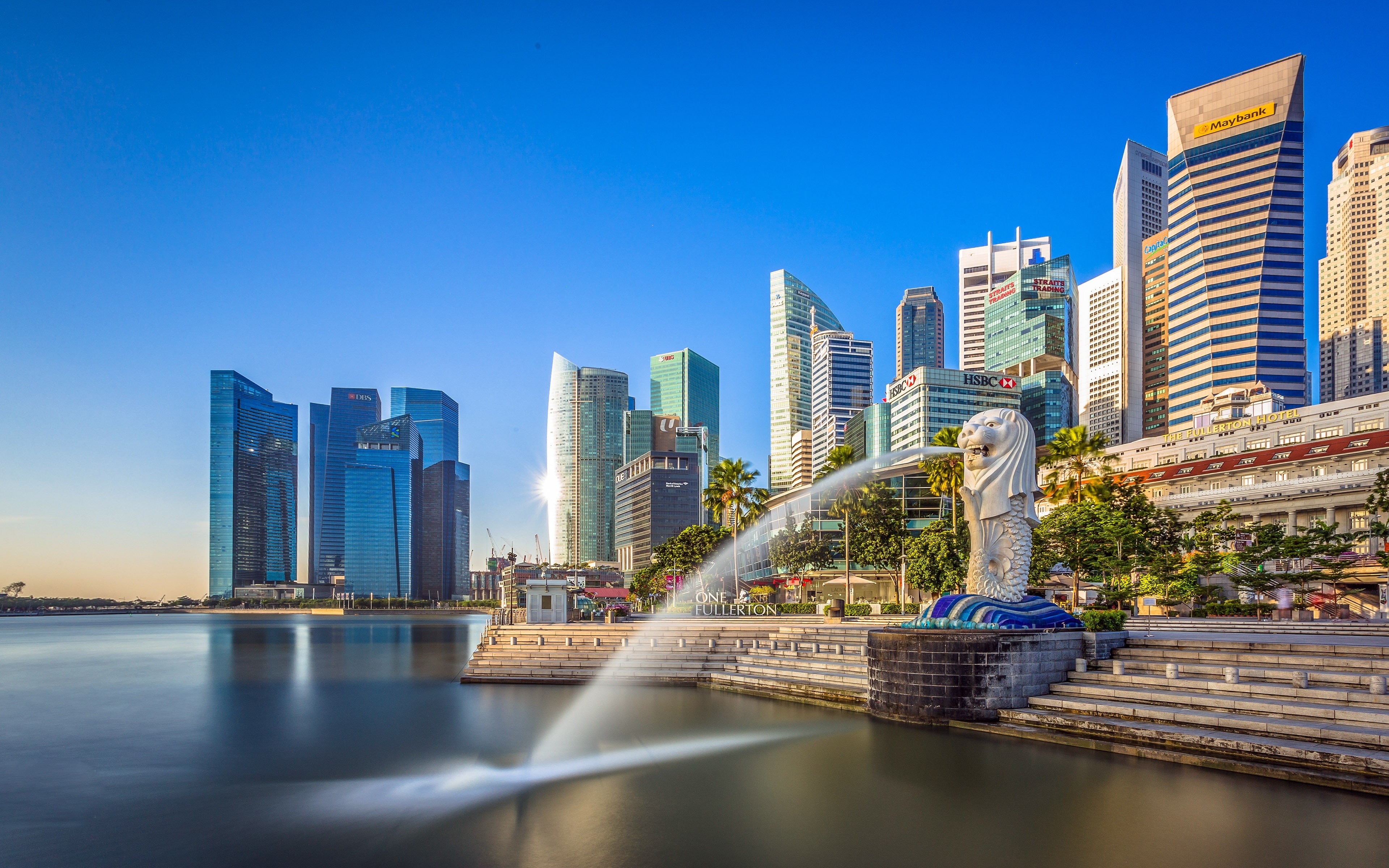 4K, landscape, marina, urban skyline, cityscape, office, modern, city, financial district, building, built structure, outdoors, nature, architecture, water, HD Wallpaper