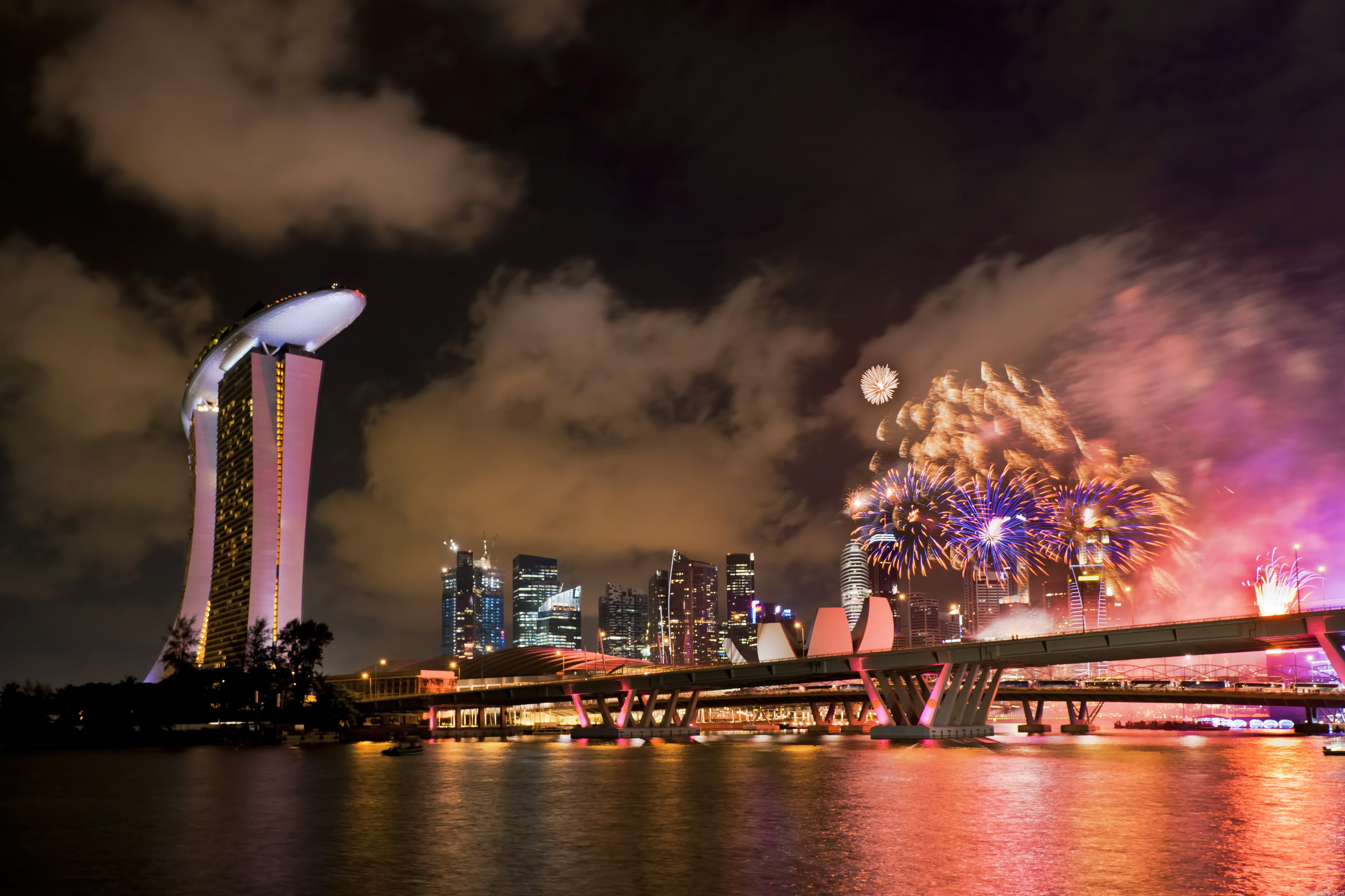 downtown District, travel destinations, singapore, holiday, famous Place, firework display, finance, bay, urban Skyline, sky, thailand, architecture, connection, HD Wallpaper
