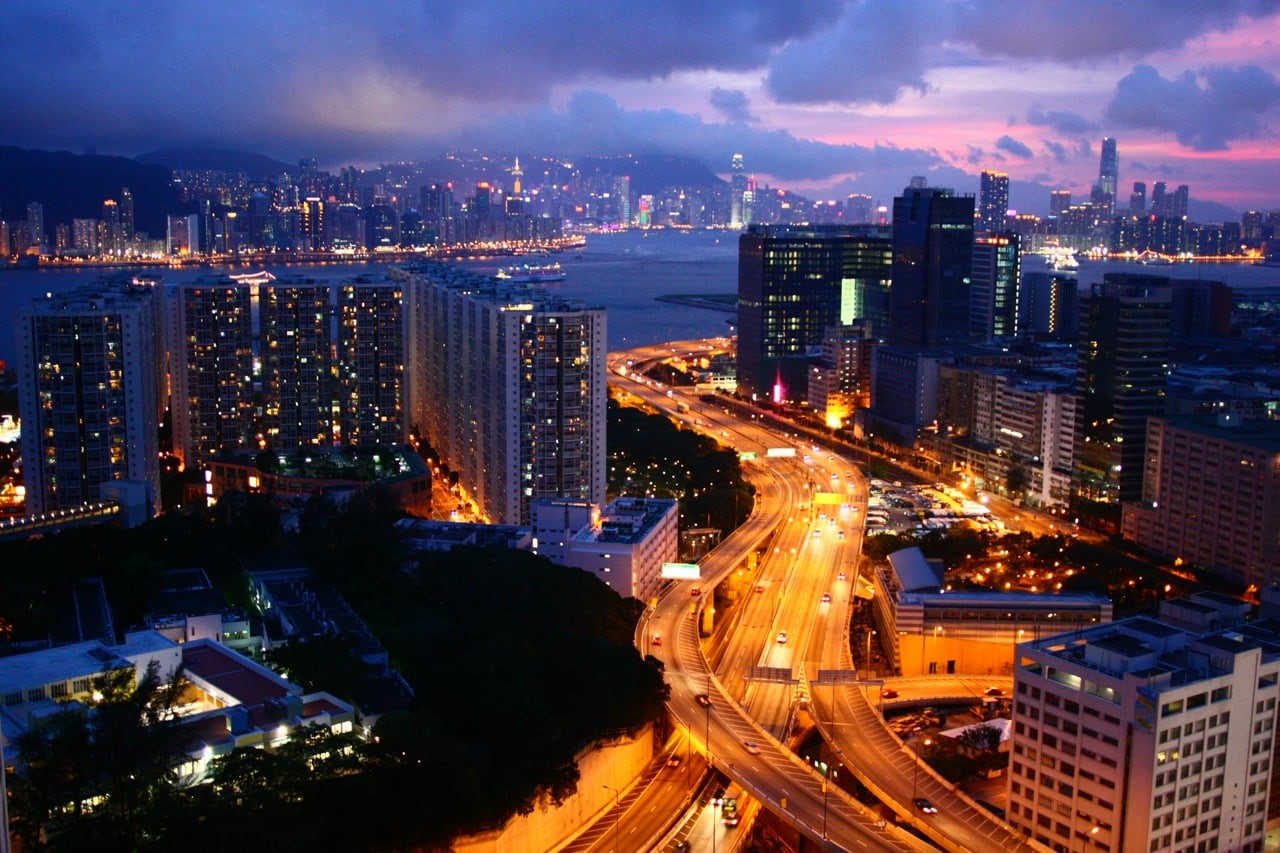 aerial, urban Scene, architecture, hongkong, night, night time, dusk, downtown District, cityscape, famous Place, photography, city, urban, time, asia, HD Wallpaper