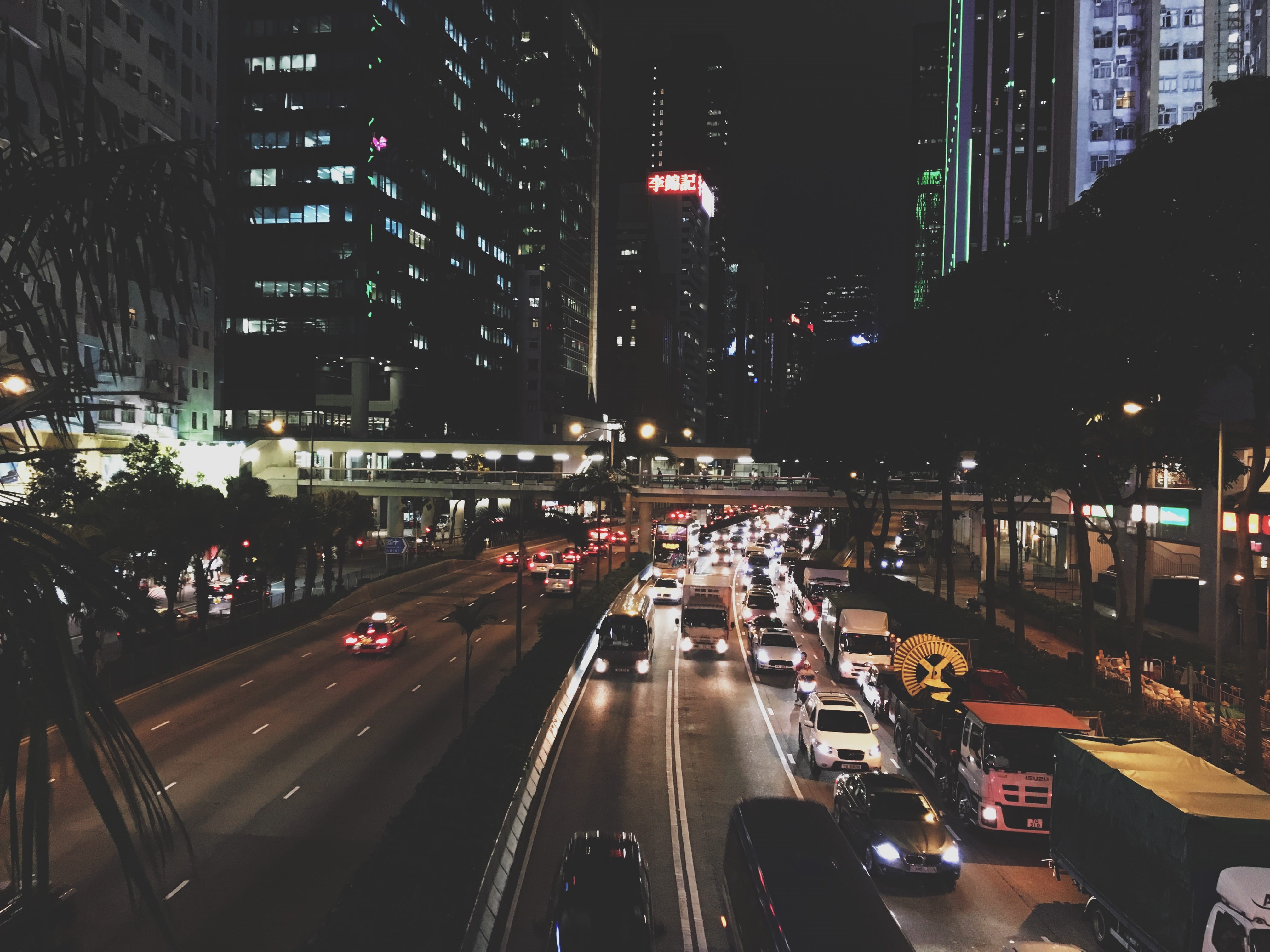 built structure, traffic, transportation, architecture, motion, road, city street, on the move, car, hongkong, skyscraper, 4K, wan chai, night, no people, HD Wallpaper
