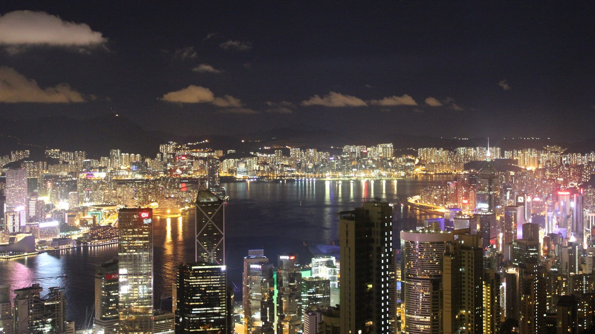 cityscape, lights, coastline, modern, financial, hong kong, nightlife, illuminated, building, outdoors, city, at night, urban, landscape, asia, reflection, HD Wallpaper