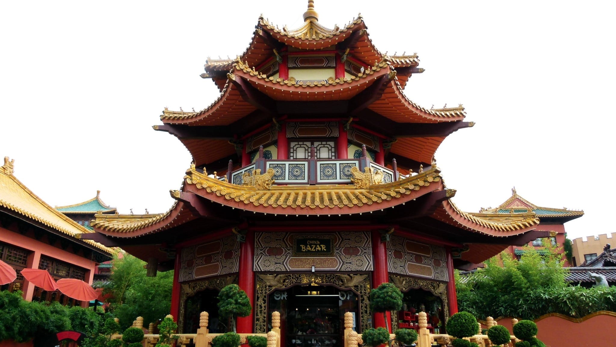 outdoors, belief, day, plant, religion, eaves, temple, cultures, spirituality, building exterior, china, built structure, sky, park, tree, entrance, no people, HD Wallpaper