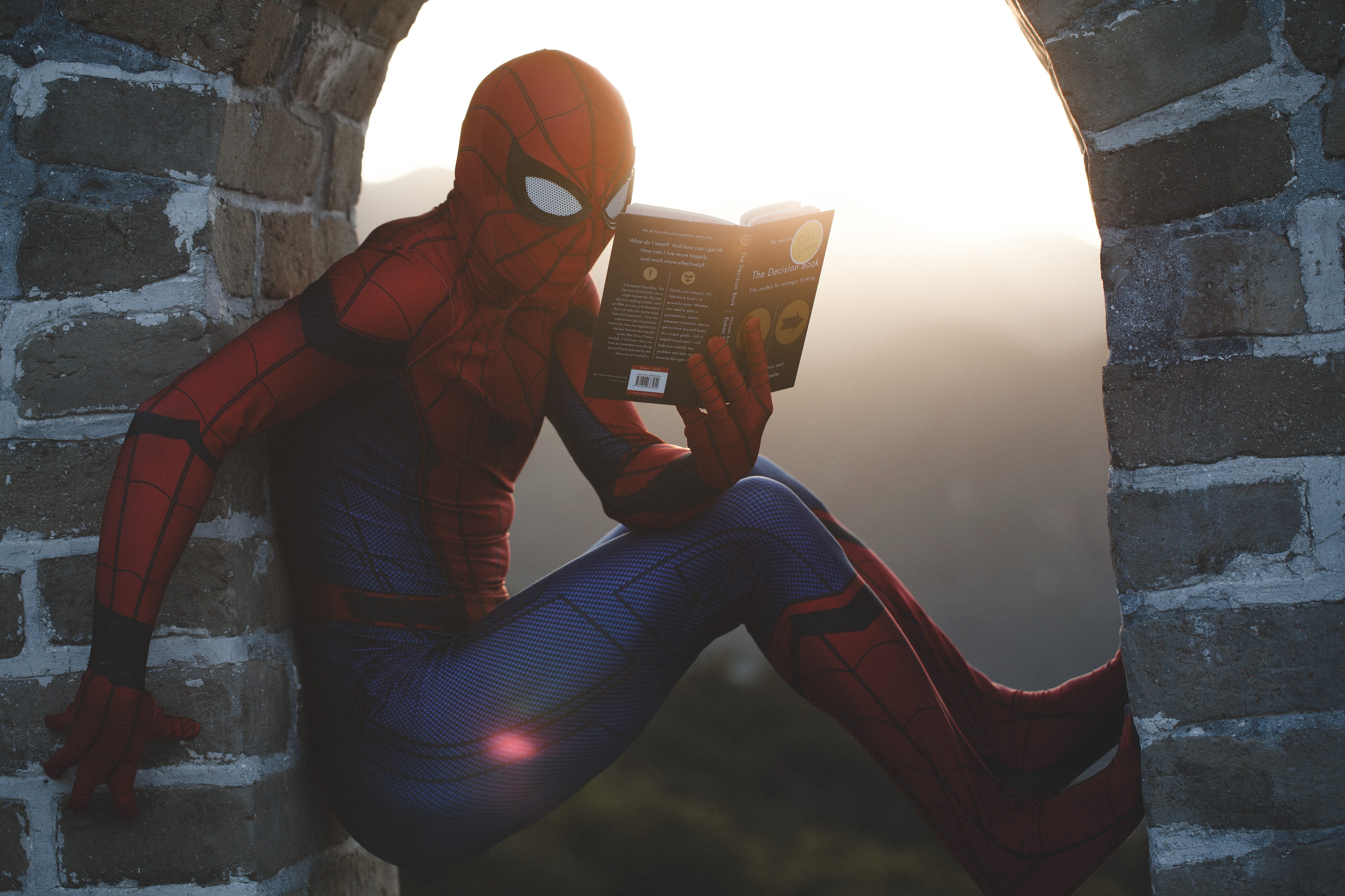 young adult, day, sunset, activity, roadtrip, one person, holding, sitting, spider, real people, technology, travel, men, book, wall - building feature, HD Wallpaper