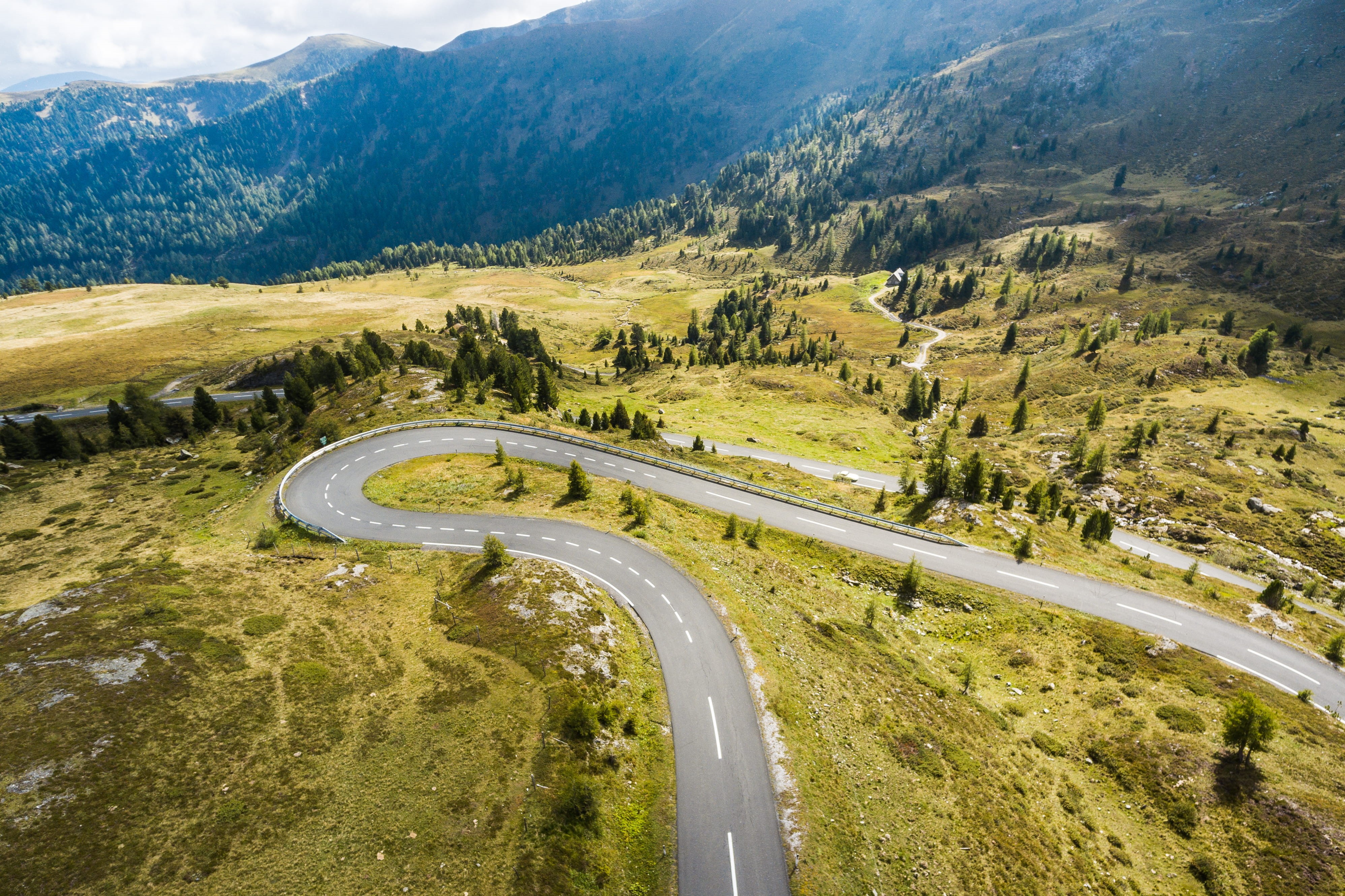 Pure, winding Road, forest, environment, plant, mountains, driving, connection, mountain range, 4K, drivers, landscape, curve, transportation, from above, HD Wallpaper