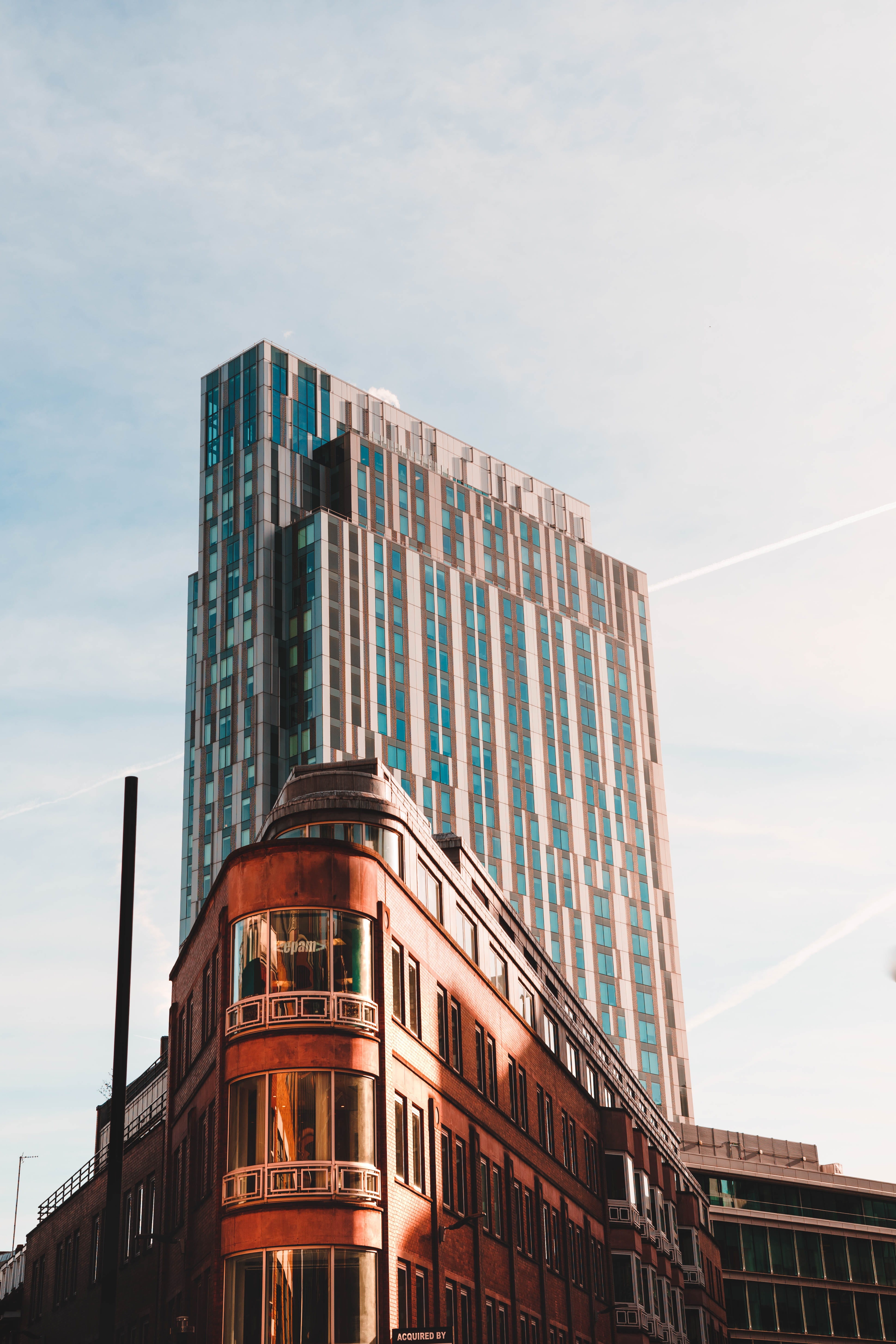 window, city, glass - material, building exterior, buildings, cloud - sky, old, 5K, office building exterior, no people, skyscraper, golden light, architecture, Phone HD Wallpaper