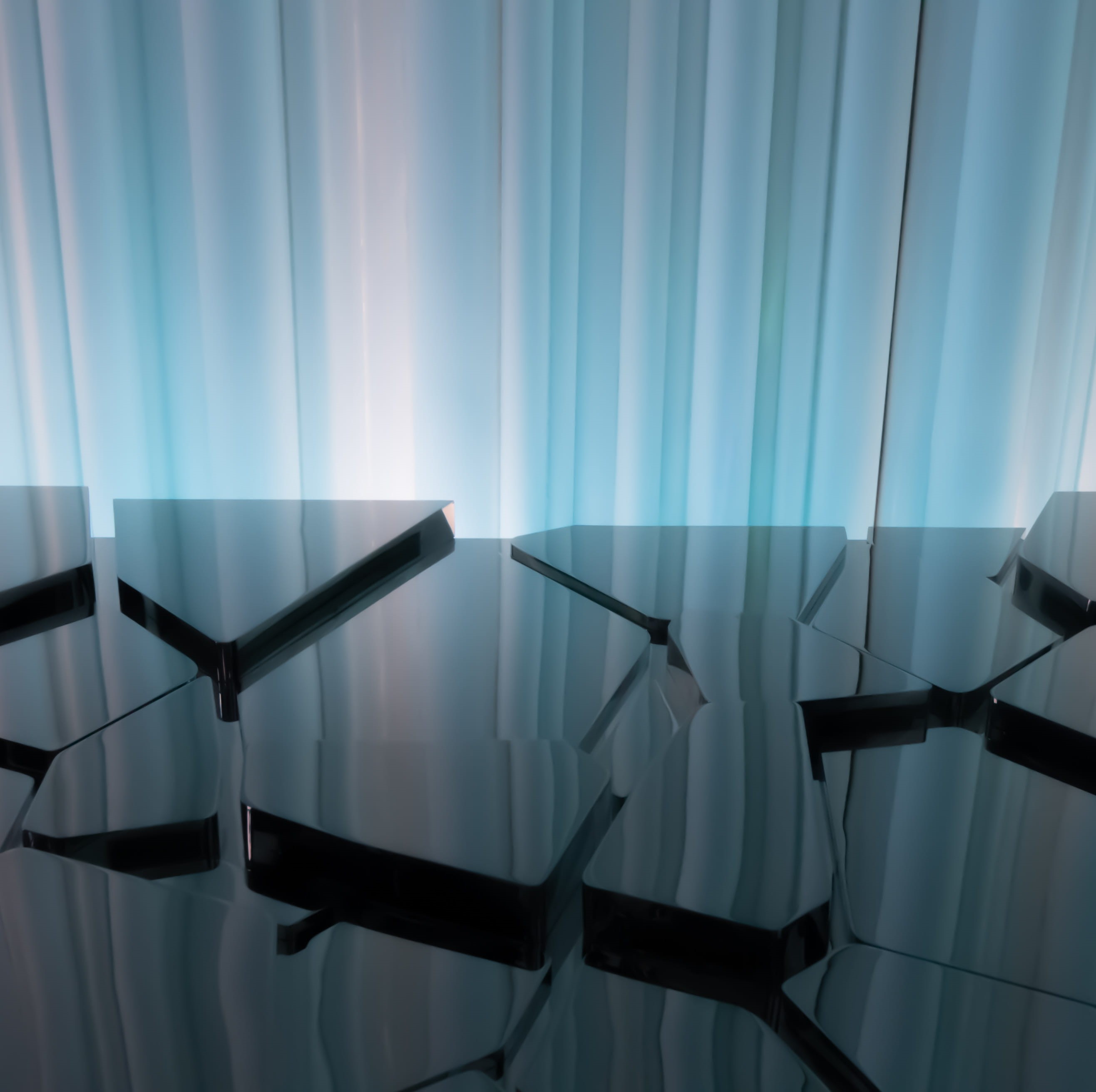 no people, illustration, architecture, nature, dining table, furniture, table, reflection, glass - material, modern art, futuristic, transparent, illuminated, HD Wallpaper